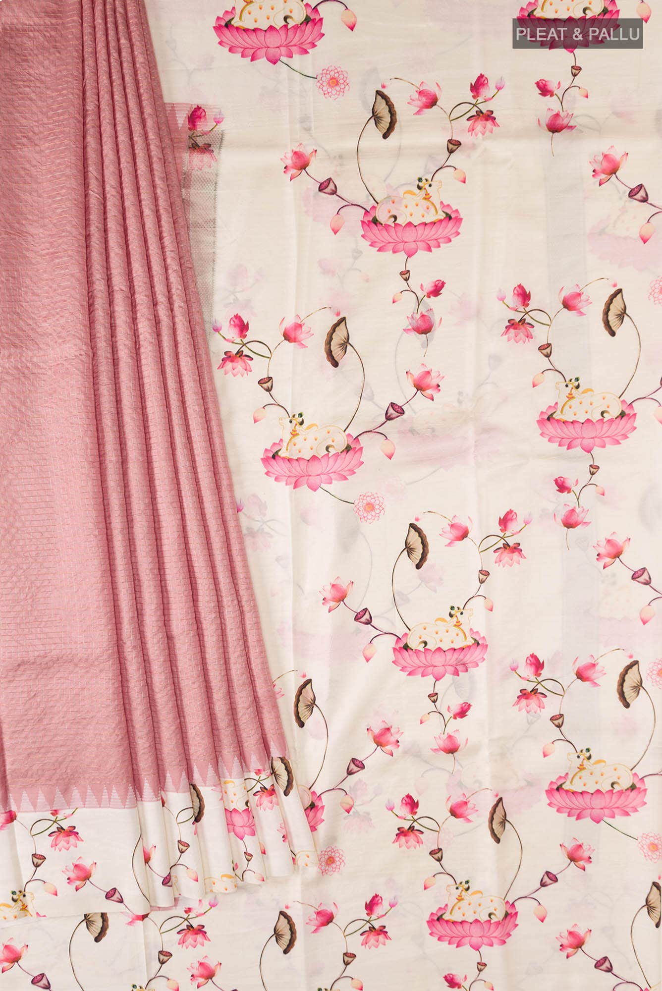 Pink Printed Silk Saree - Image 2