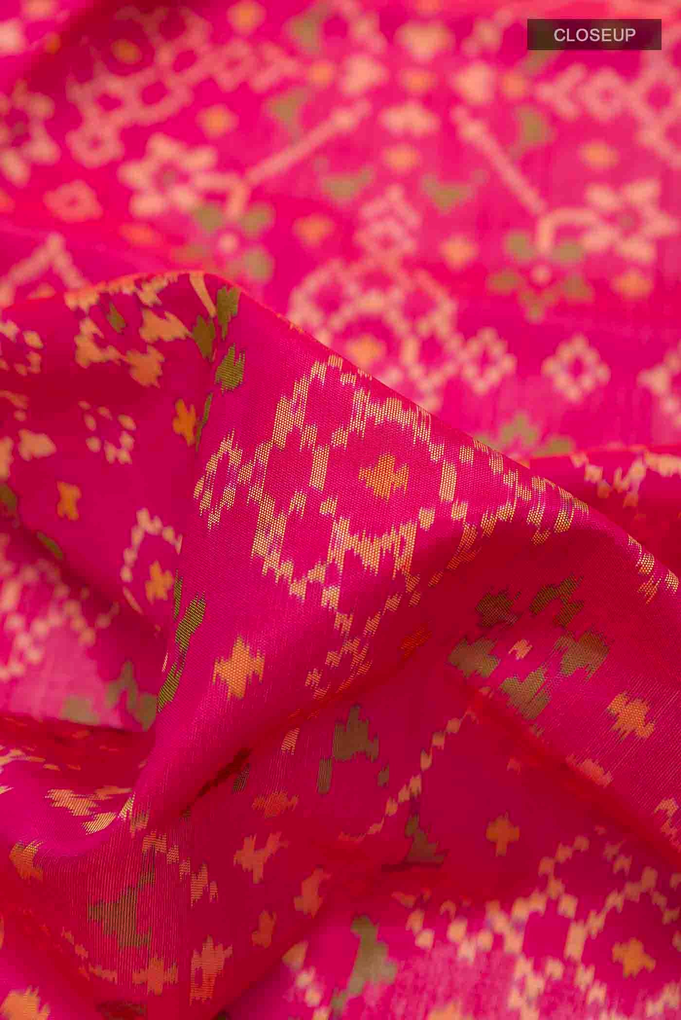 Pink Rajkot Patola Silk Saree - Image 2