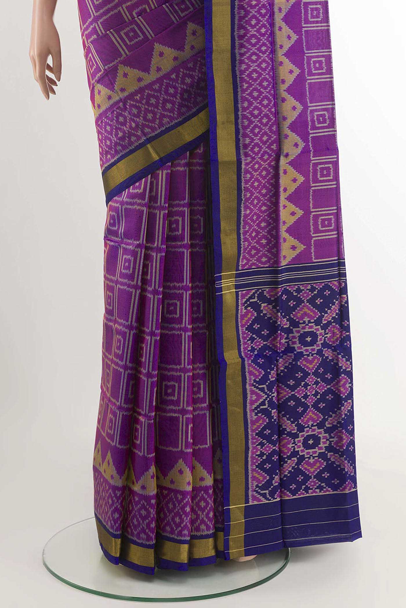 Pink Rajkot Patola Silk Saree - Image 3
