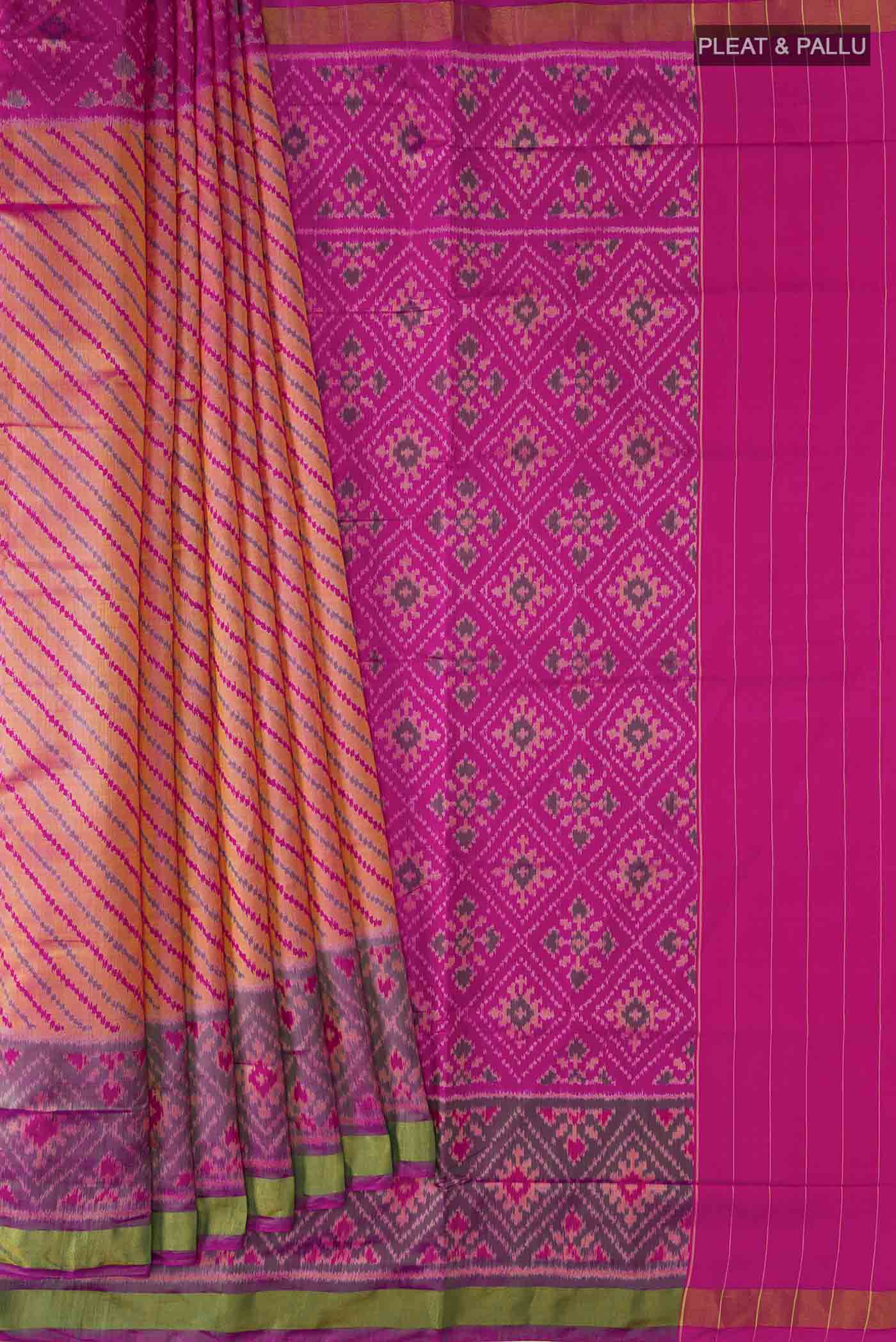 Pink Rajkot Patola Silk Saree - Image 4