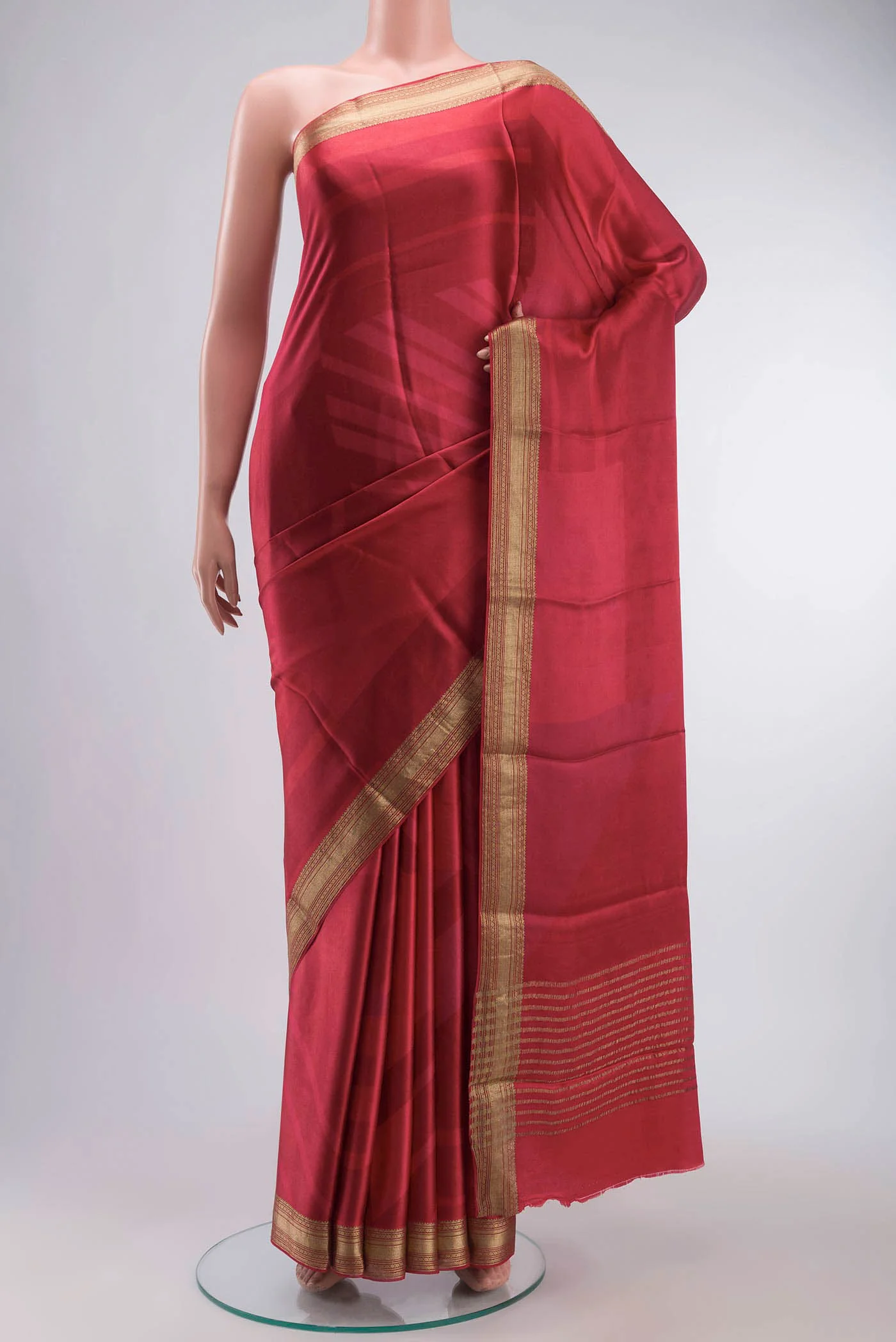 Pink Satin Crepe Saree