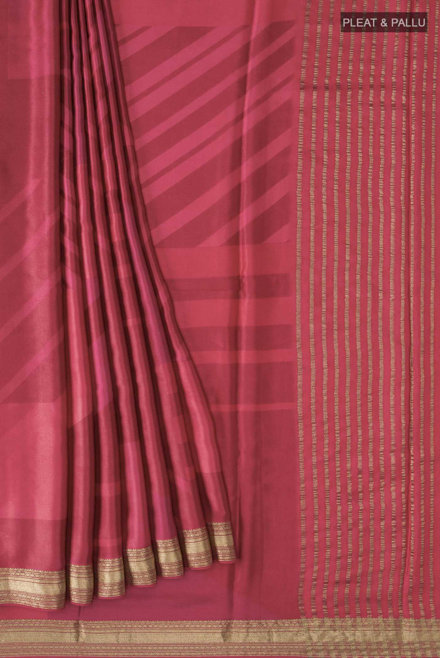 Pink Satin Crepe Saree - Image 4