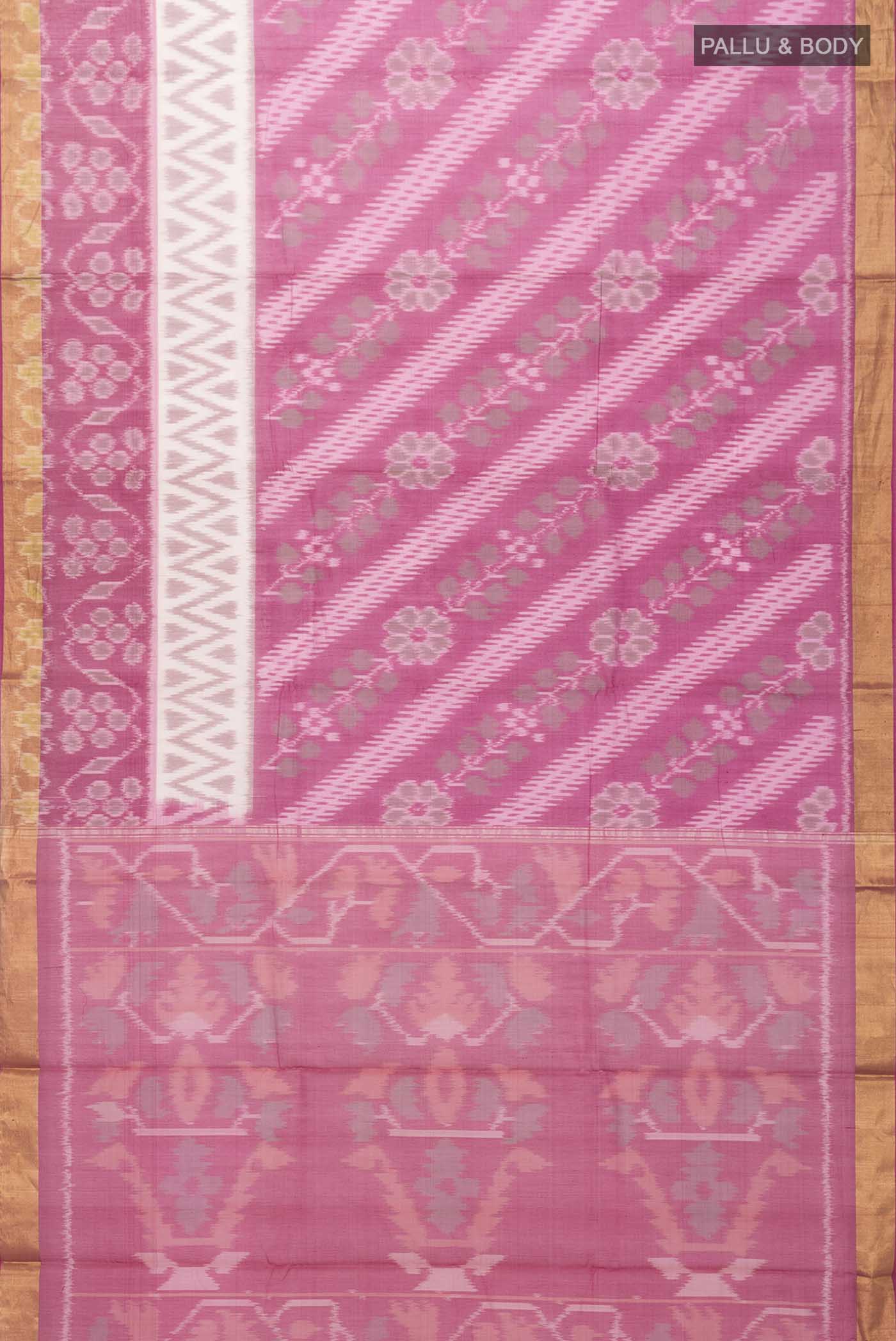 Pink Silk Cotton Saree - Image 3