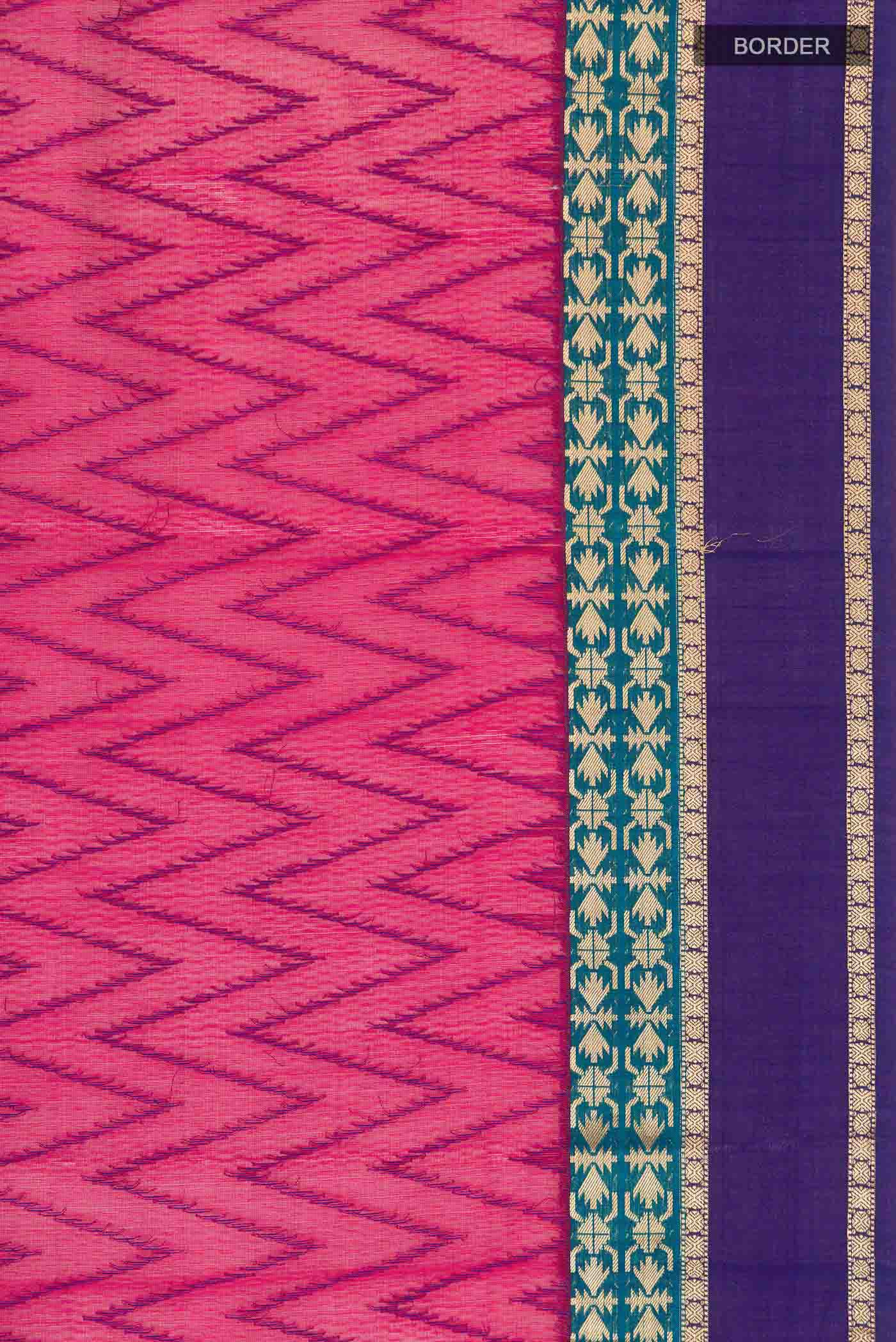 Pink Silk Cotton Saree - Image 3