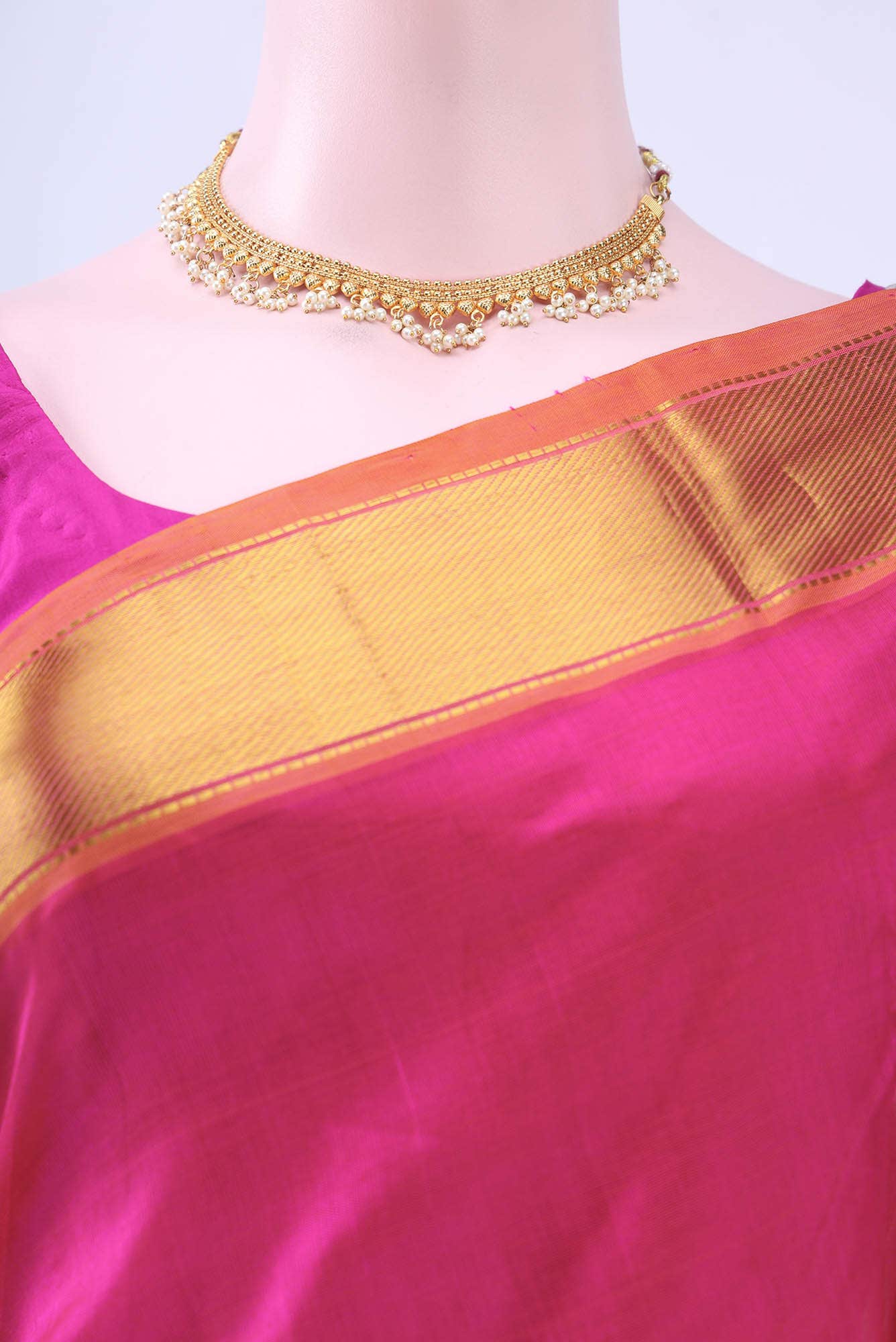 Pink Silk Cotton Saree - Image 2