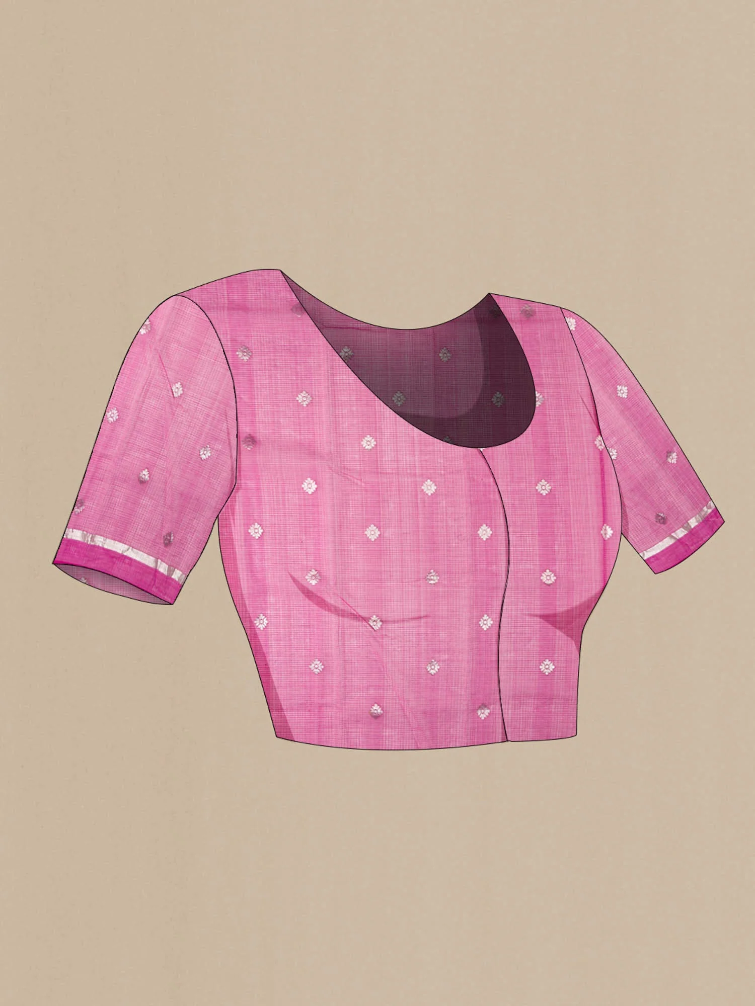 Rose pink Kota Silk Saree - Image 6