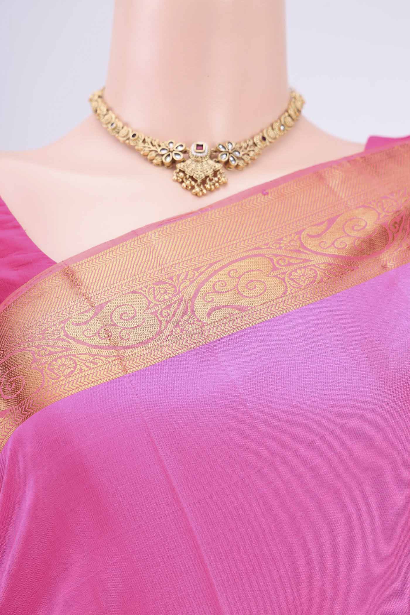 Rose pink Soft Silk Saree - Image 2