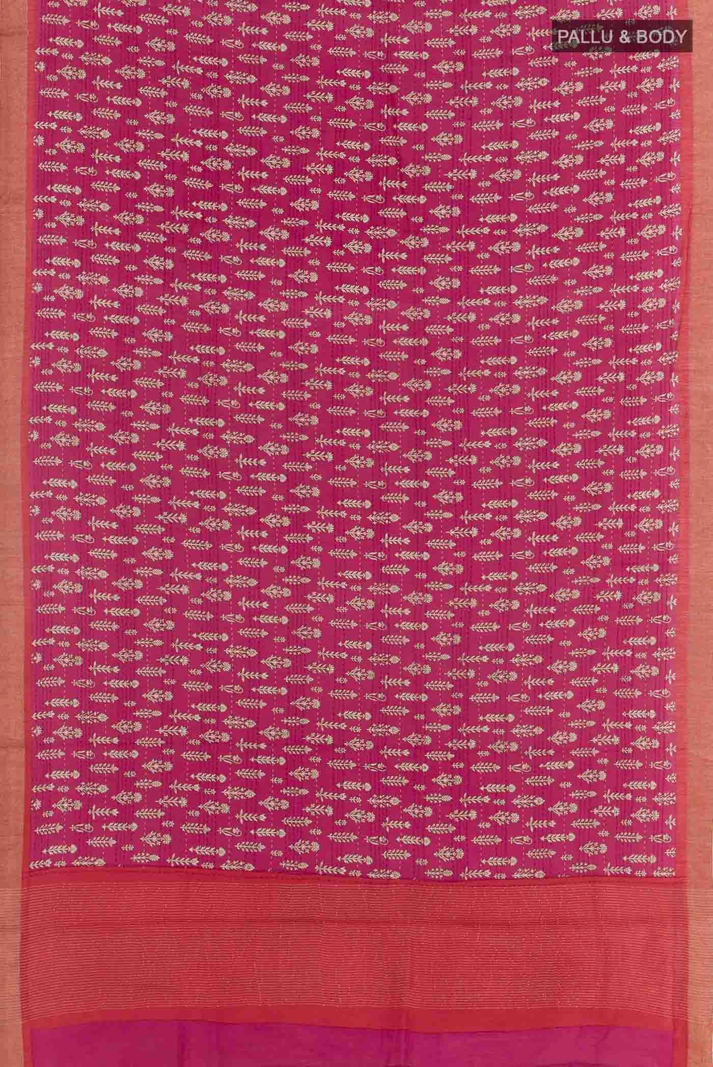 Pink Tussar Silk Saree - Image 3