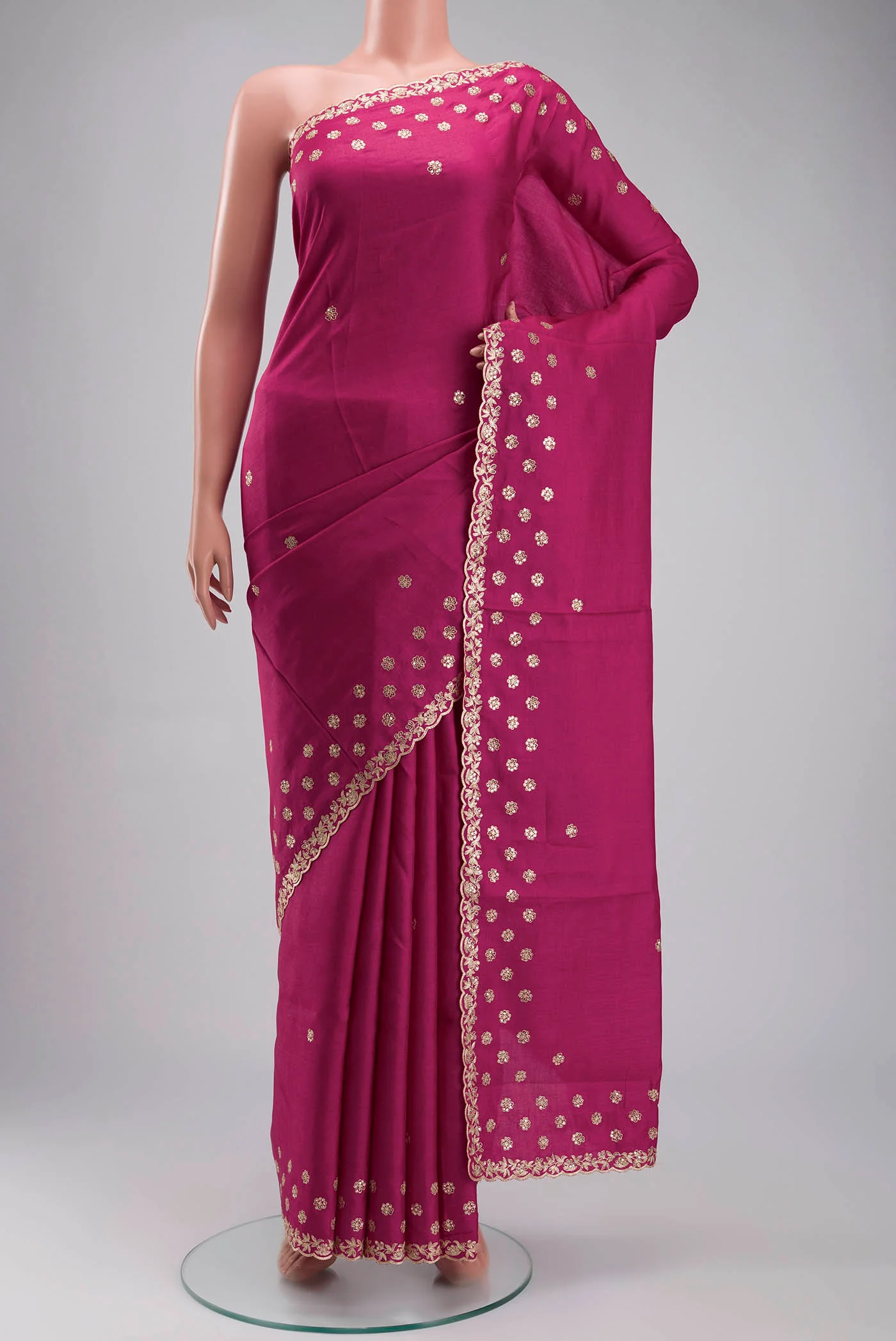 Pink Tussar Silk Saree