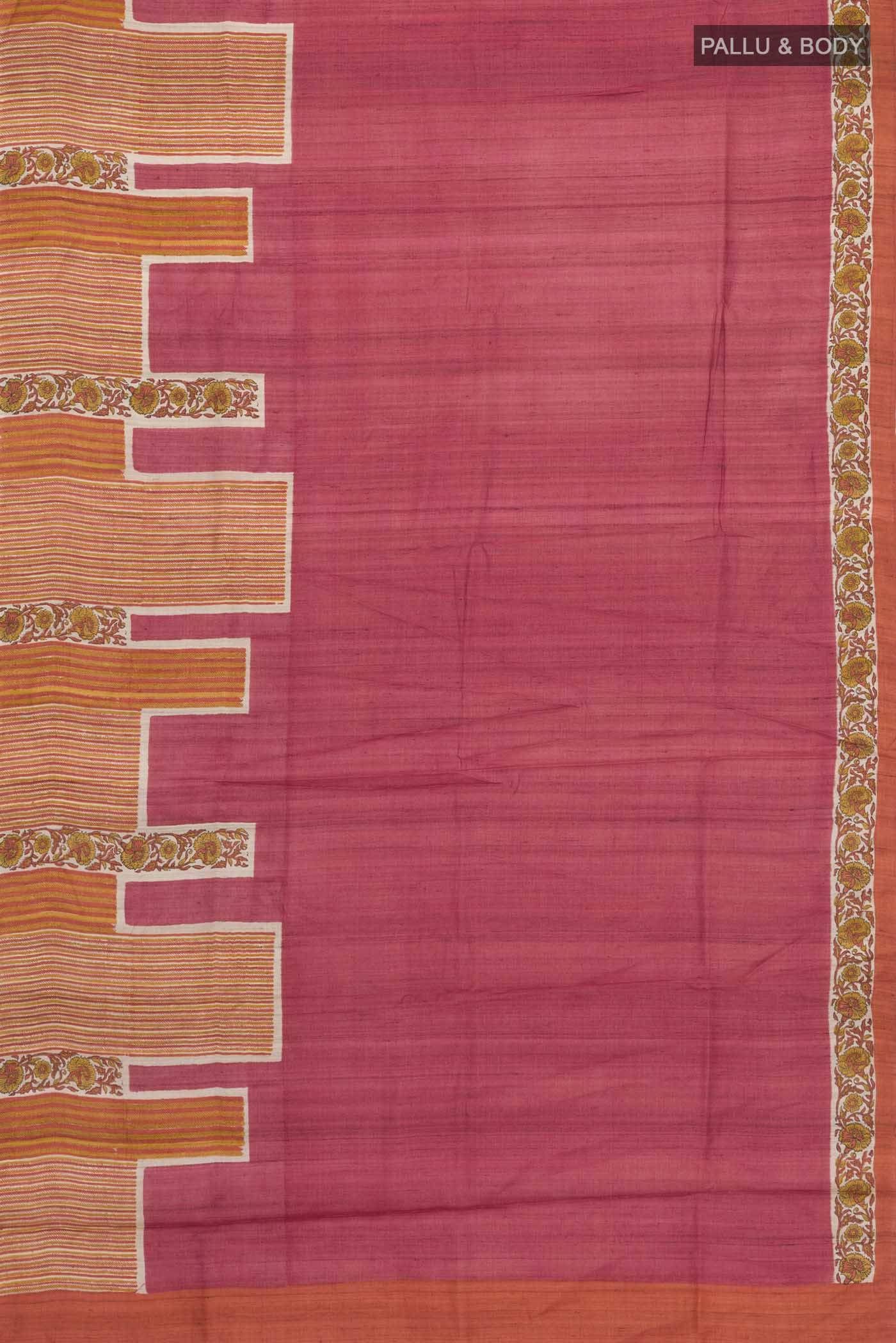 Imperial Red Tussar Silk Saree - Image 5