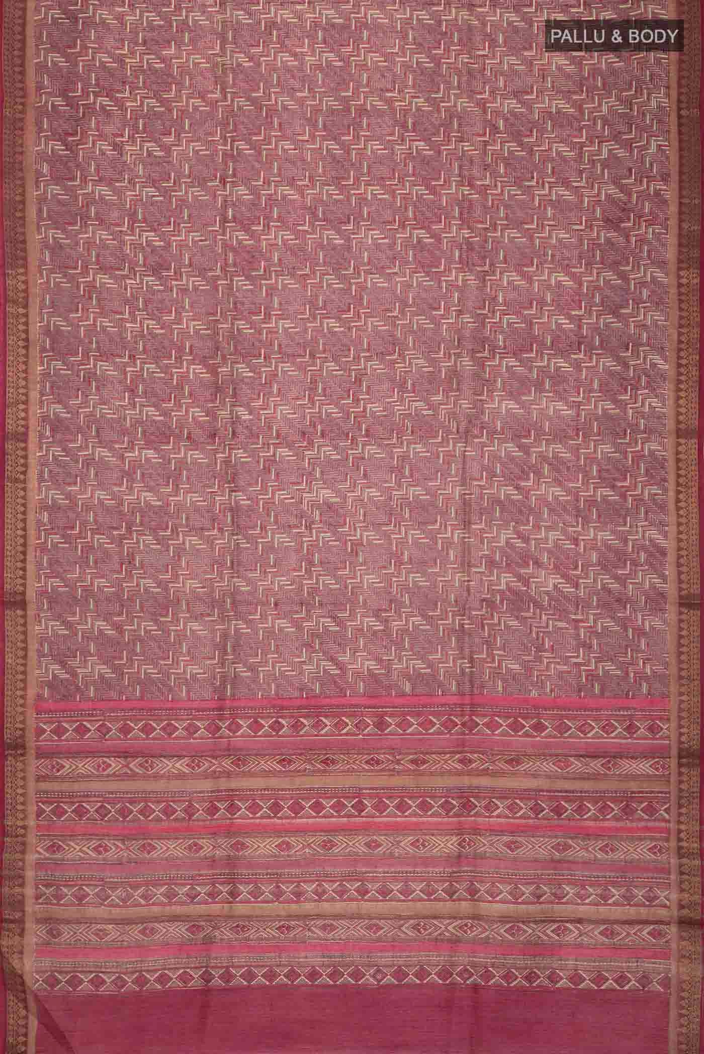 Pink Tussar Silk Saree - Image 5
