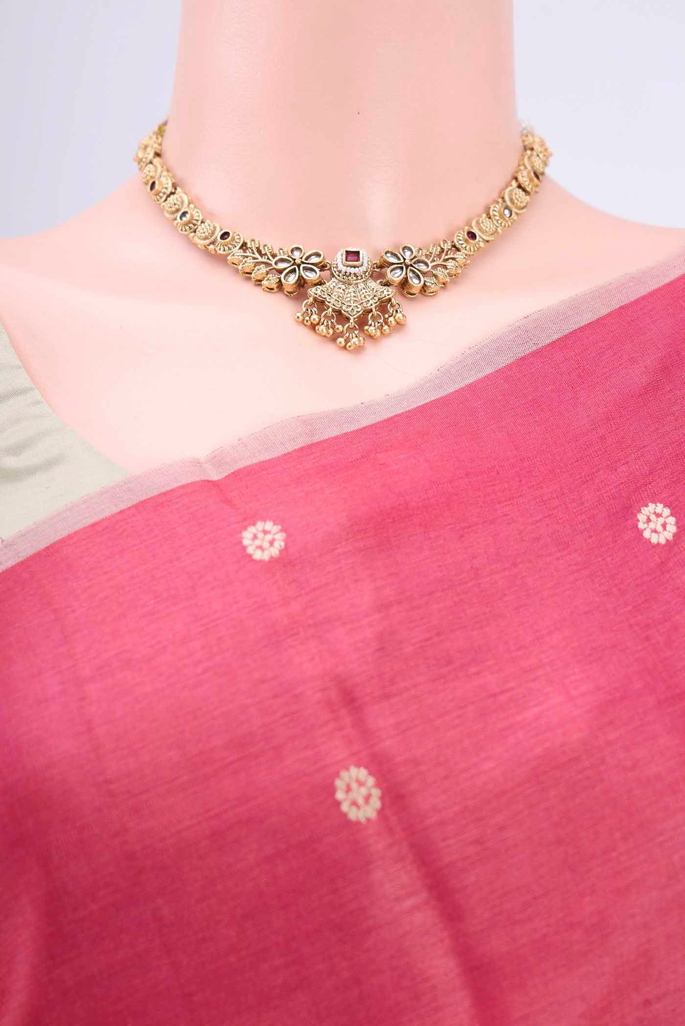 Imperial Red Tussar Silk Saree - Image 2