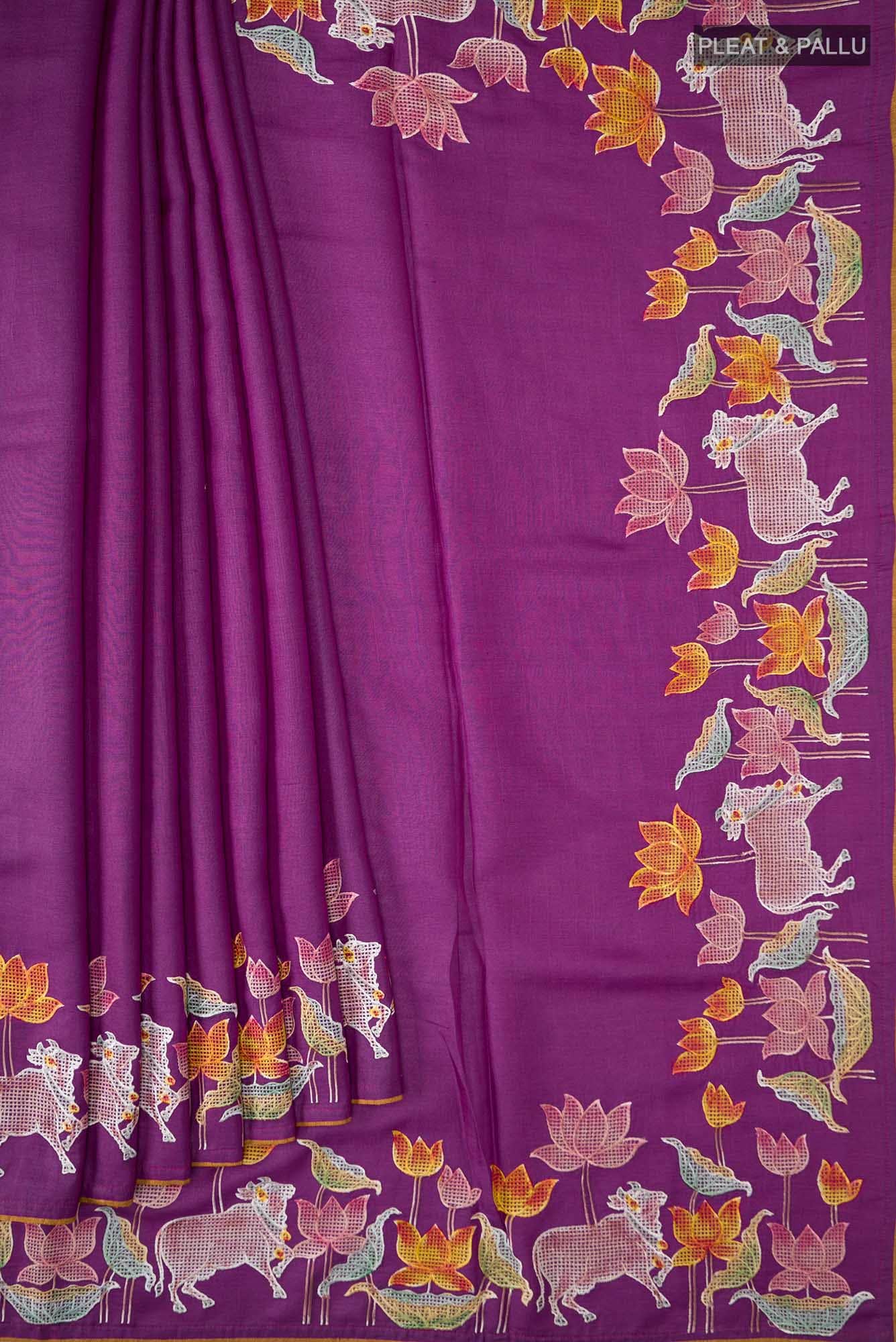 Pink Tussar Silk Saree - Image 2