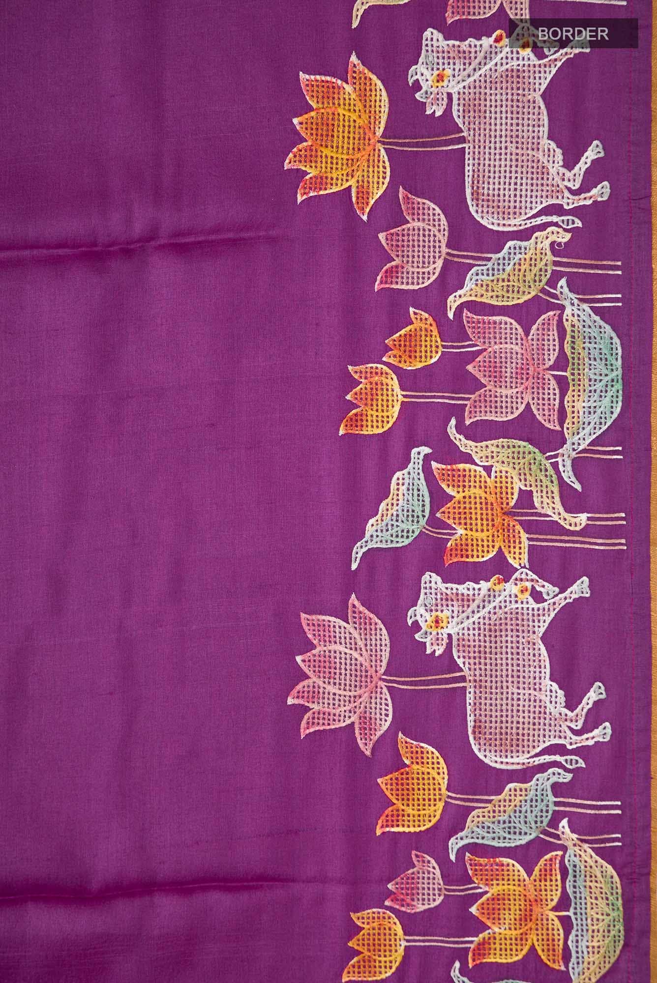 Pink Tussar Silk Saree - Image 5