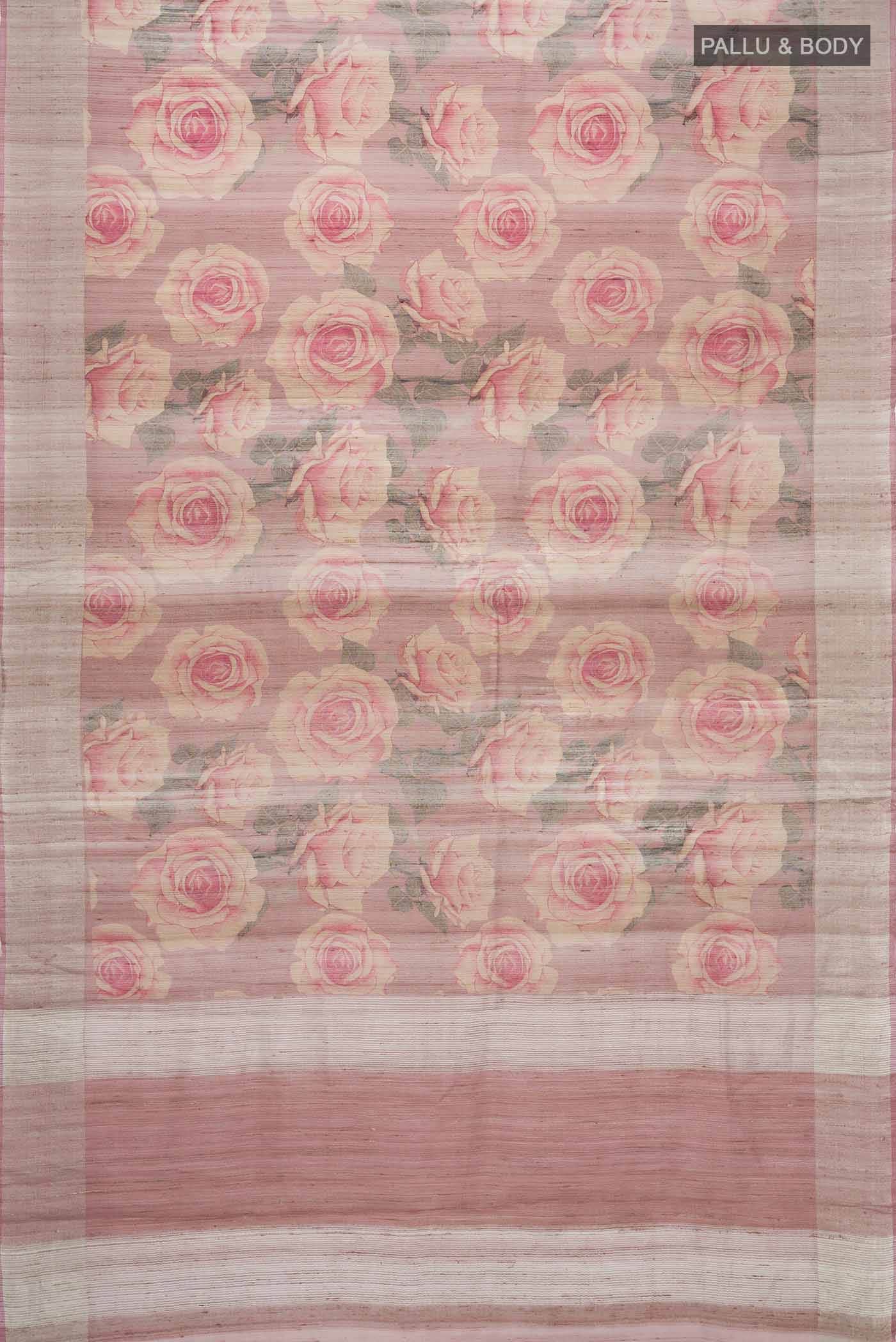 Mauve Tussar Silk Saree - Image 3