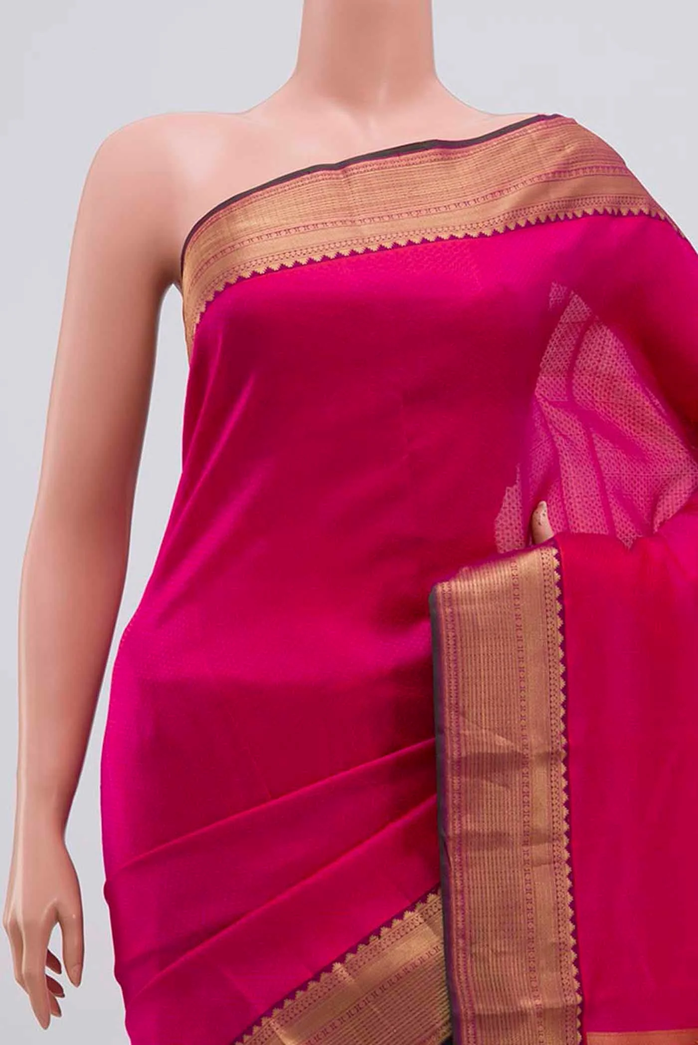 Rani Pink Kanchipuram Silk Saree - Image 2