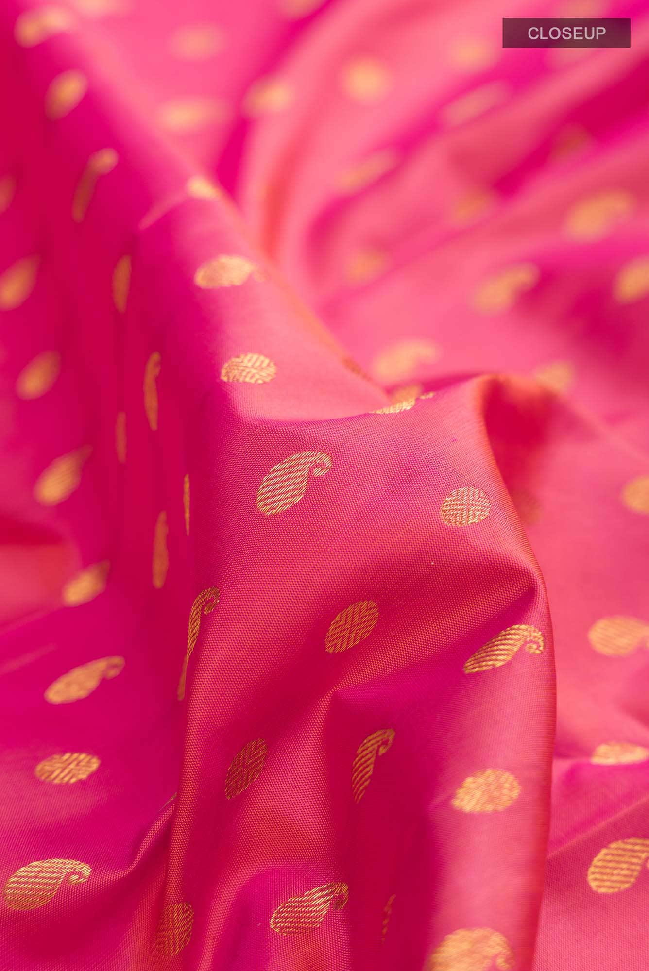 Pink with Orange Dual Tone Kanchipuram Silk Saree - Image 3
