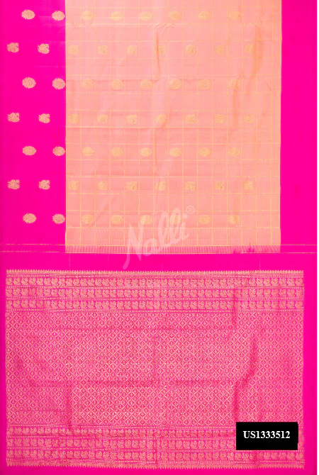 Pinkish Yellow Dual Tone Kanchipuram Silk Saree