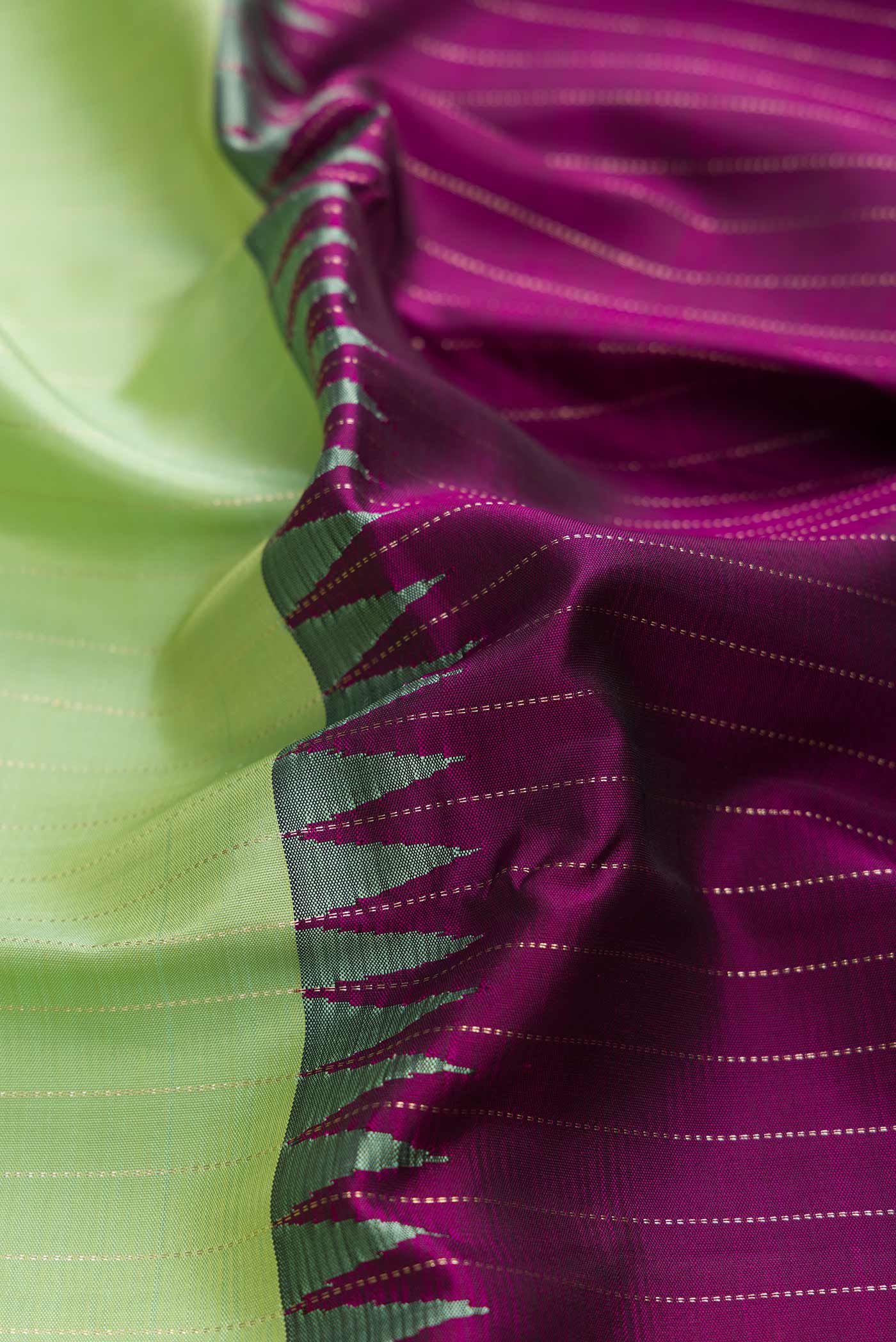 Pista Green and Purple Color Kanjivaram Saree - Image 2