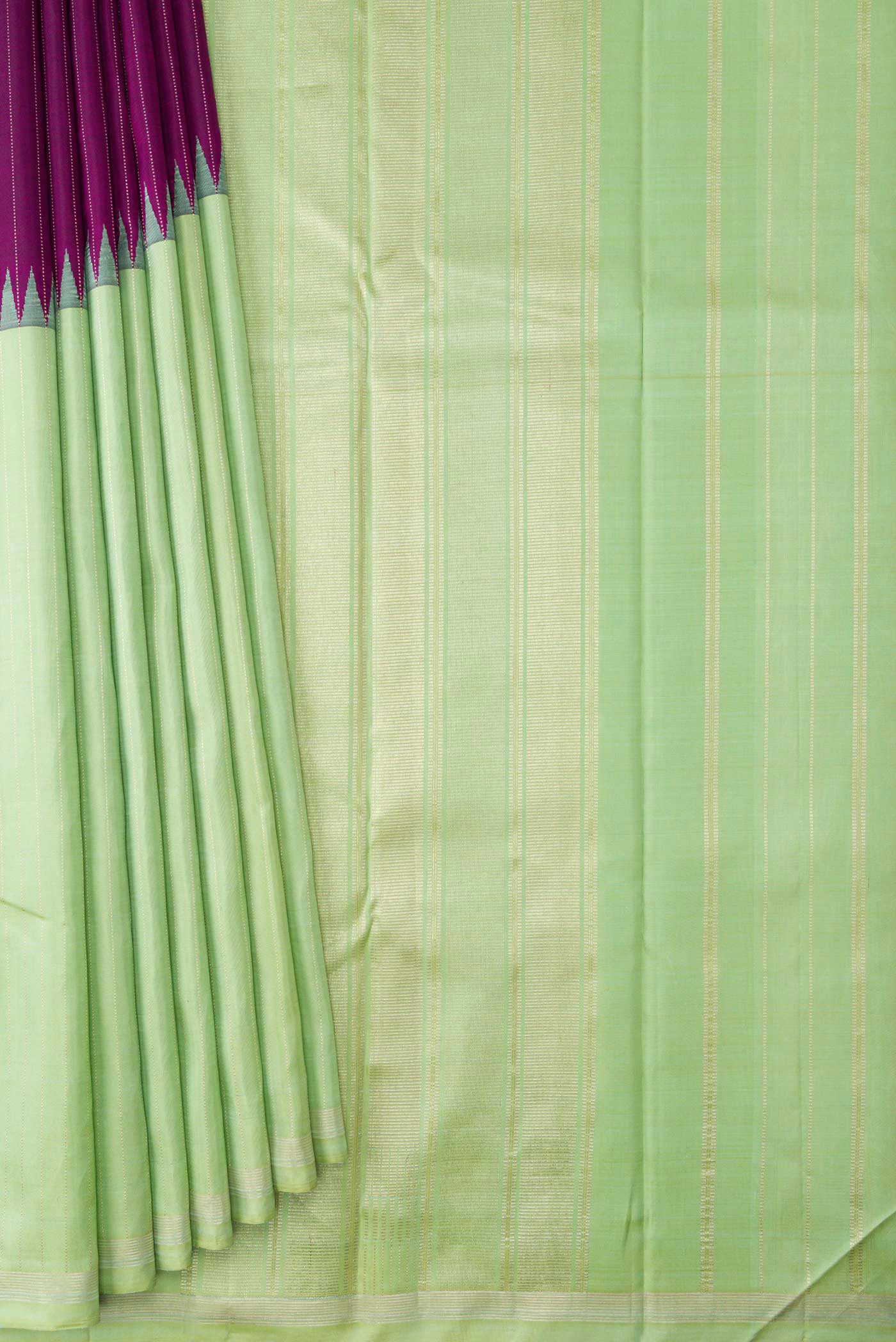Pista Green and Purple Color Kanjivaram Saree - Image 4