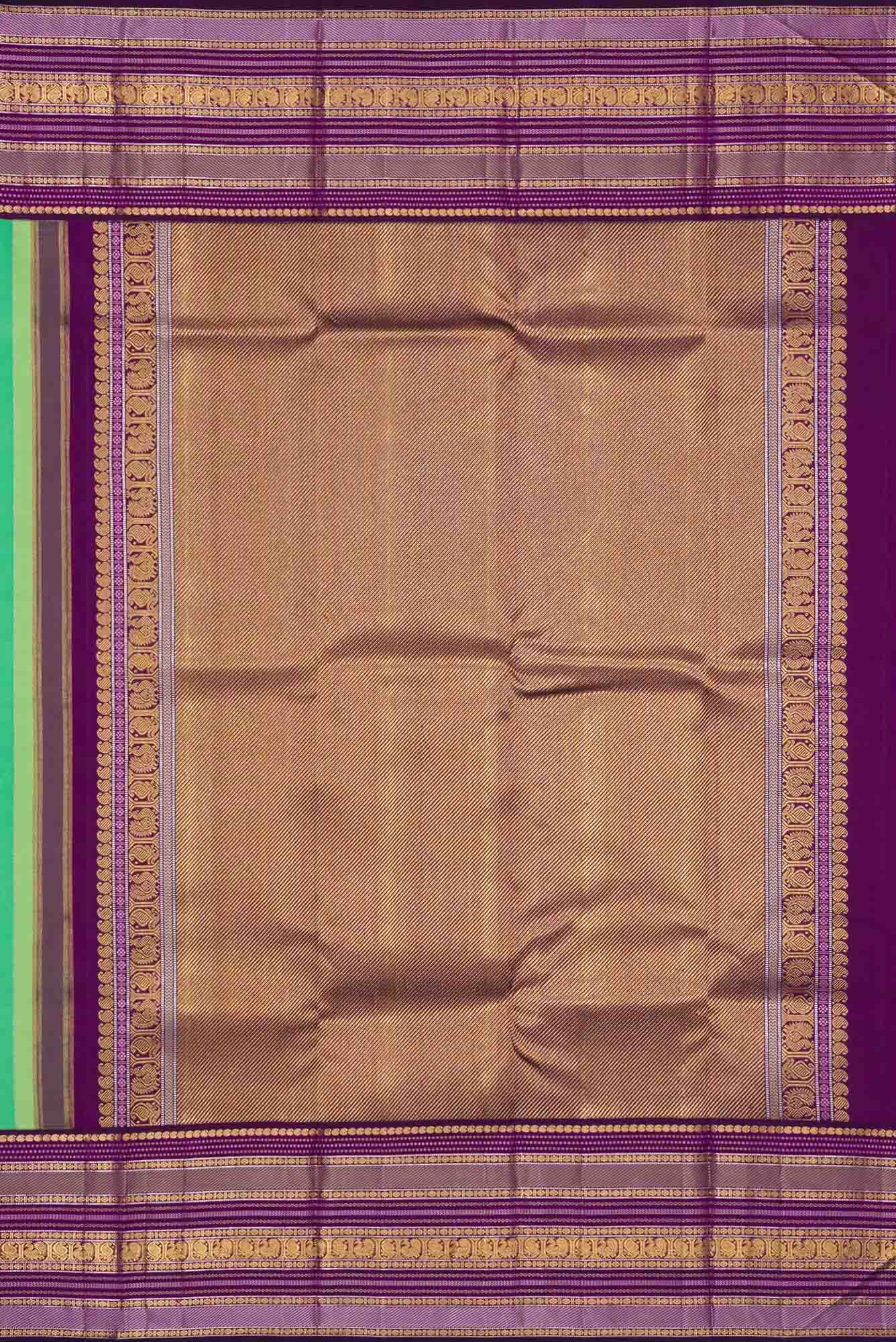 Pure Silk Pure Zari Pista Green and Sea Green Dual Tone Kanchipuram Saree - Image 5