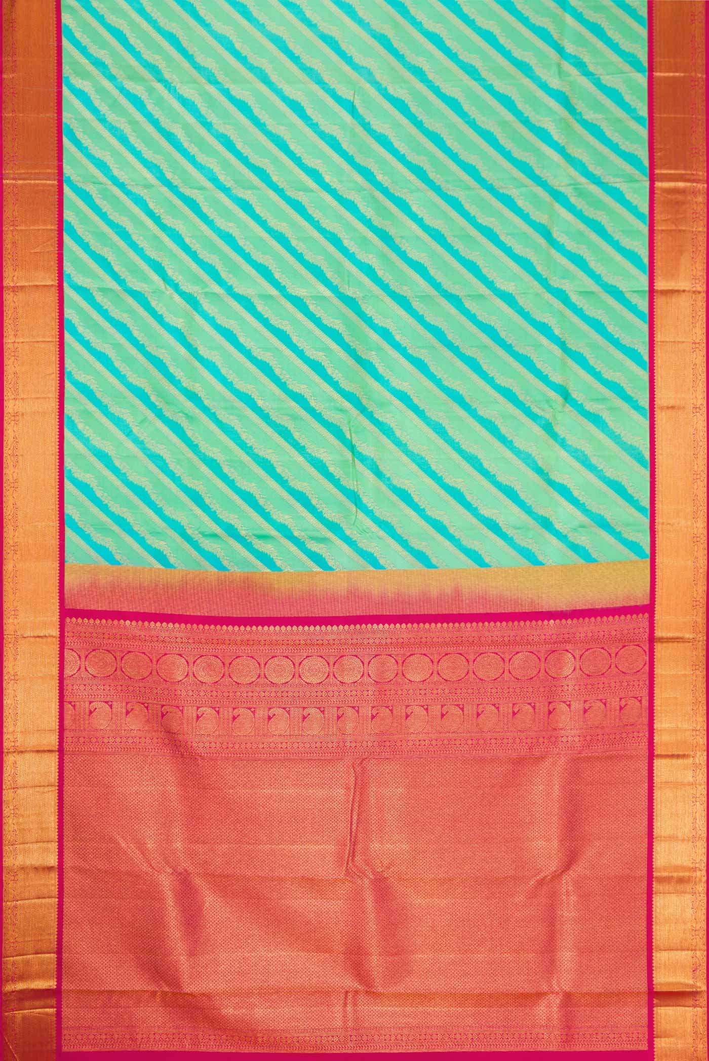 Sea Green and Sky Blue Color Kanjivaram Silk Saree - Image 6