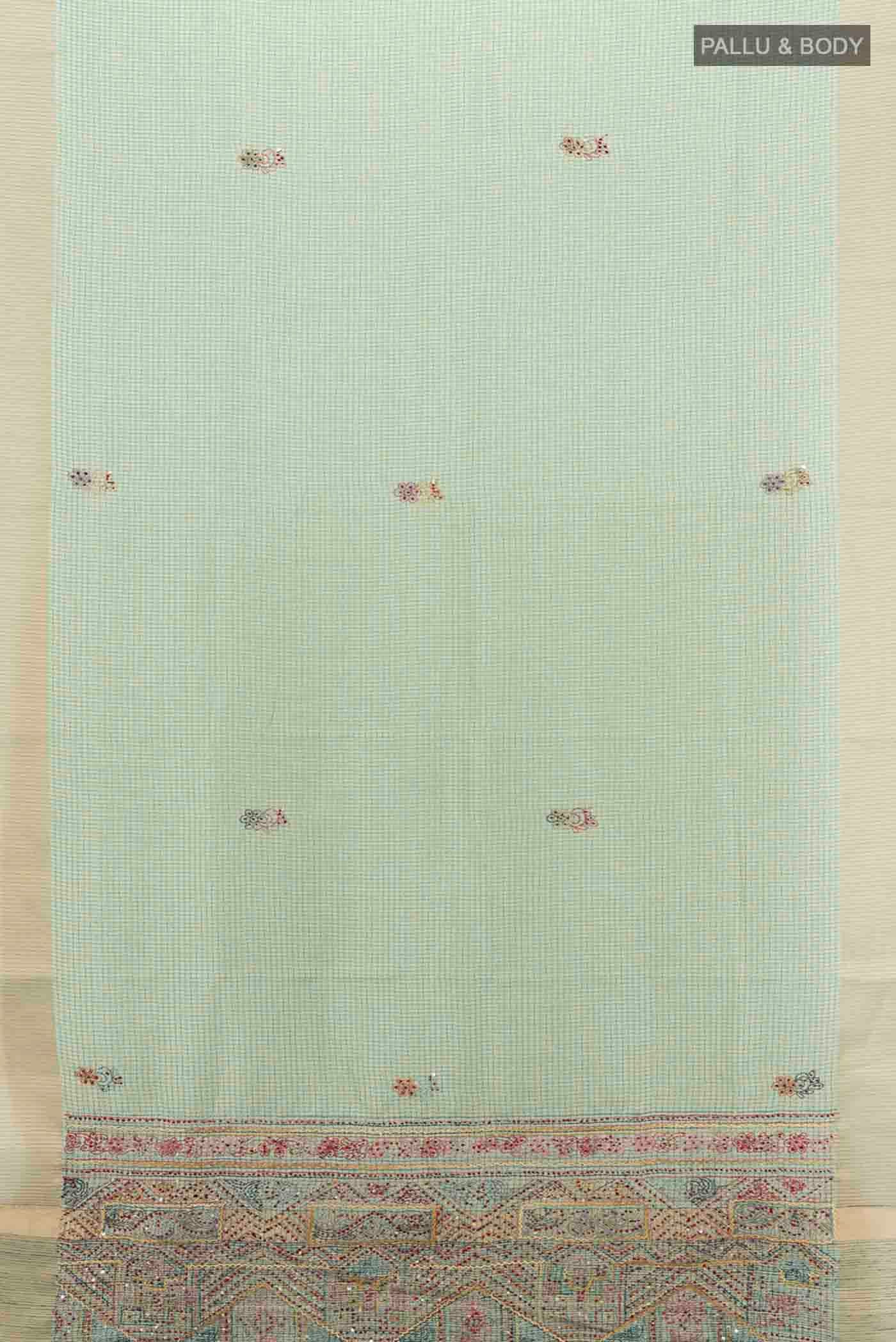 Light Blue Blended Tussar Silk Saree - Image 5