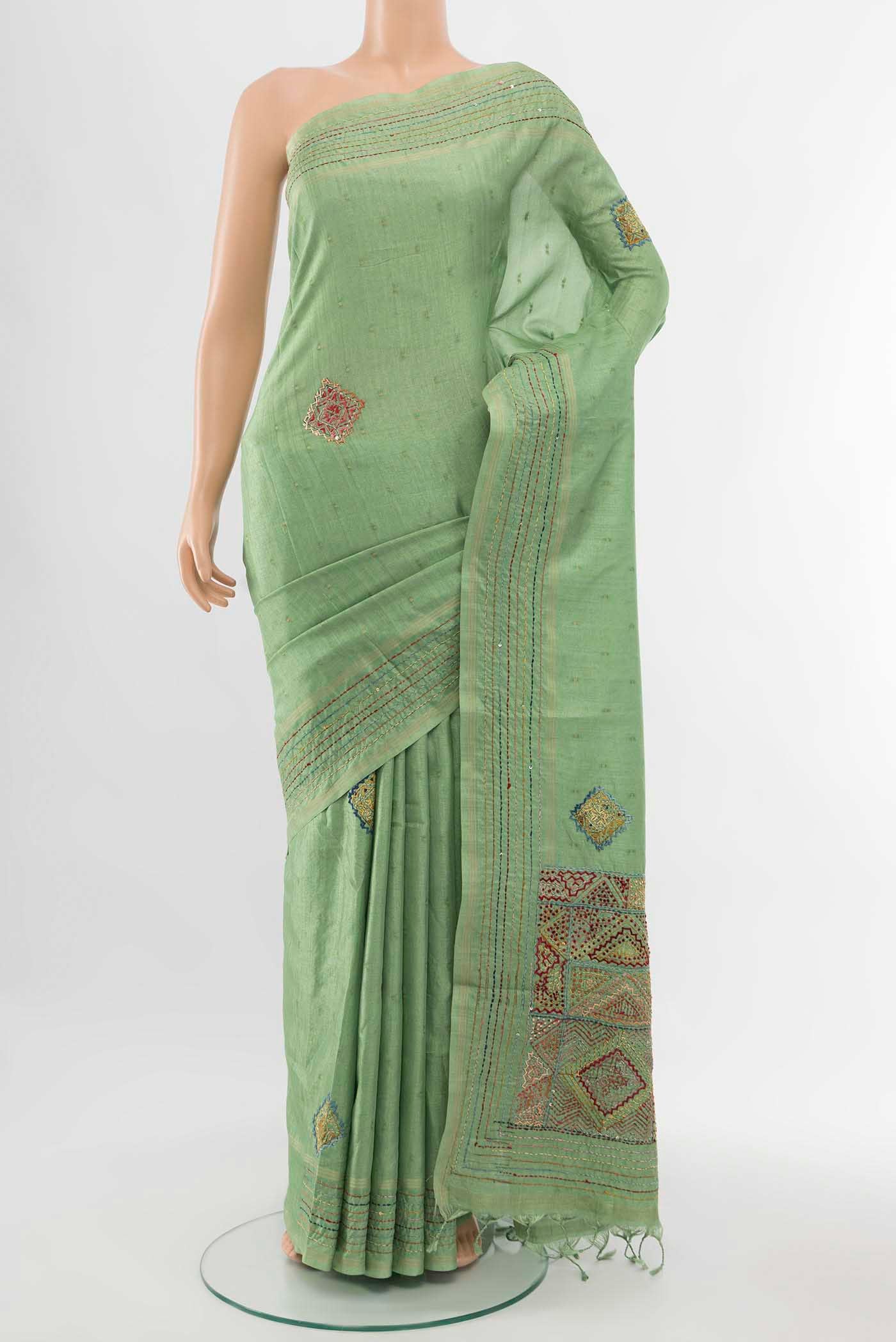 Pista Green Art Silk Saree
