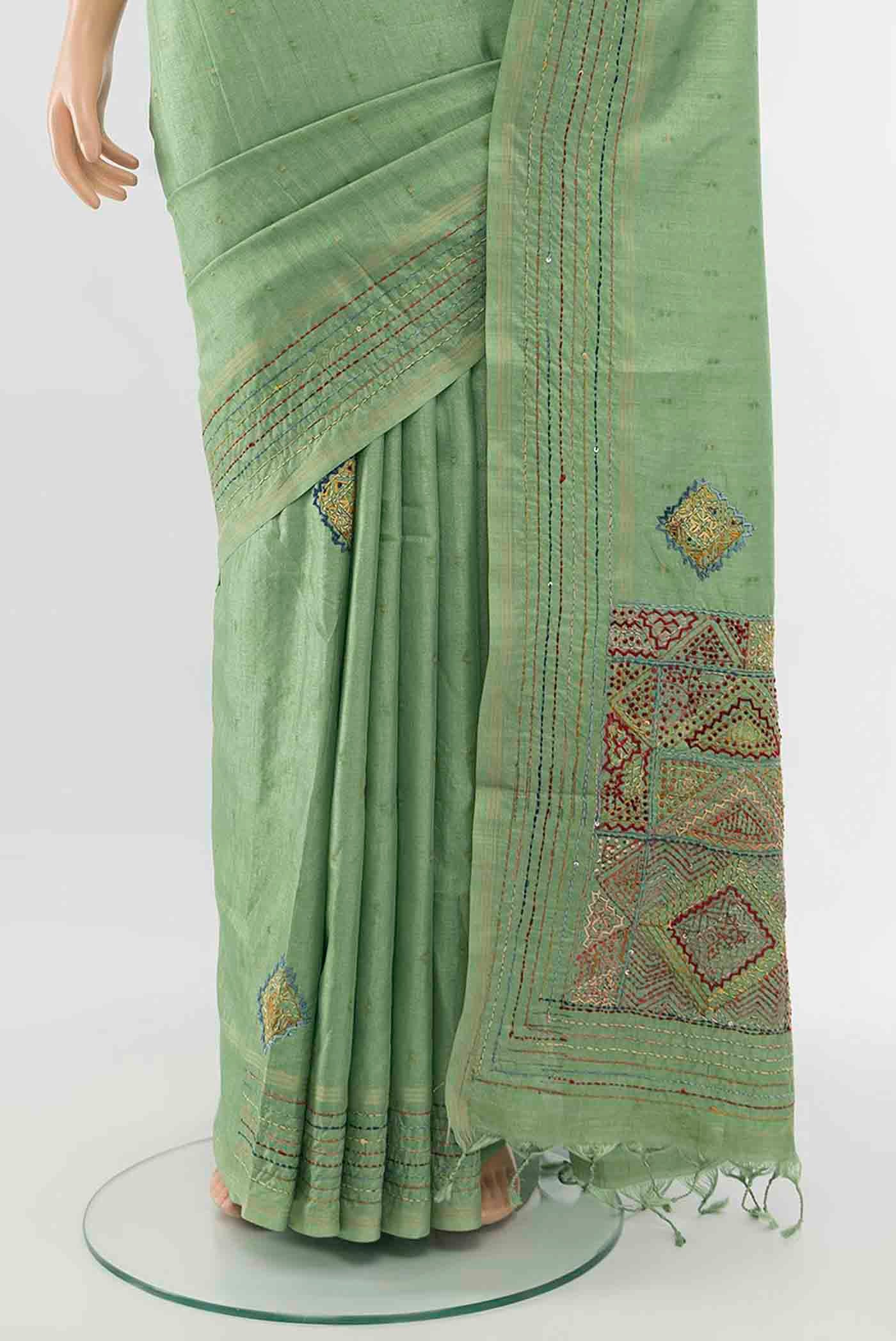 Pista Green Art Silk Saree - Image 3