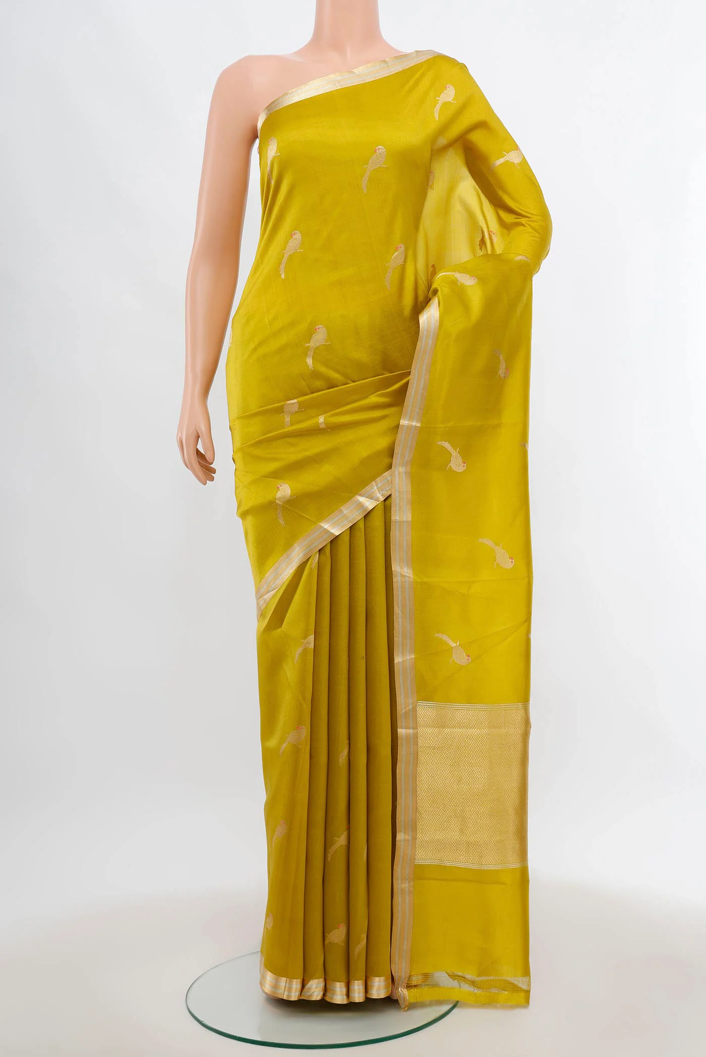 Lemon Yellow Banarasi Katan Silk Saree