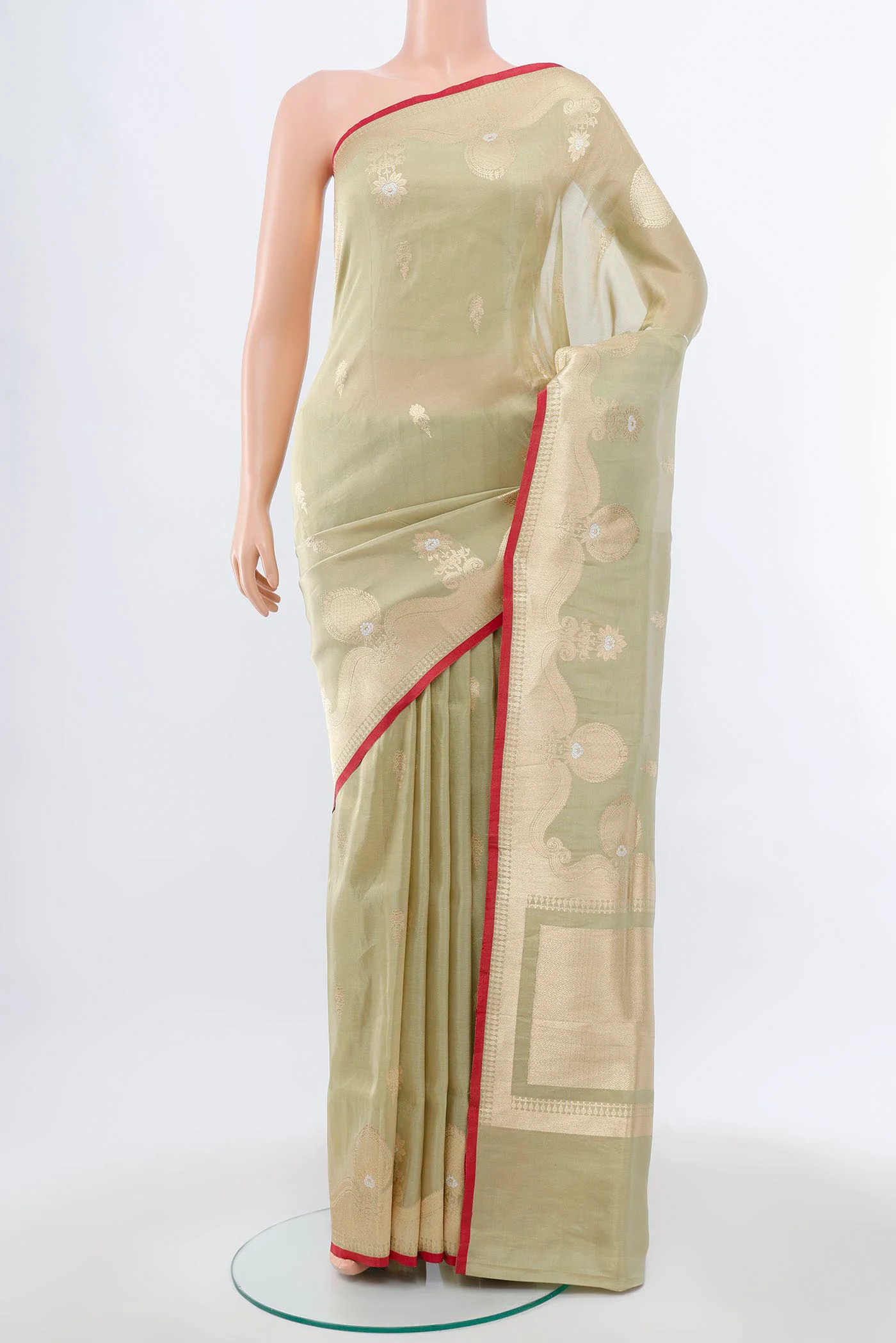 Cream Banarasi Silk Saree
