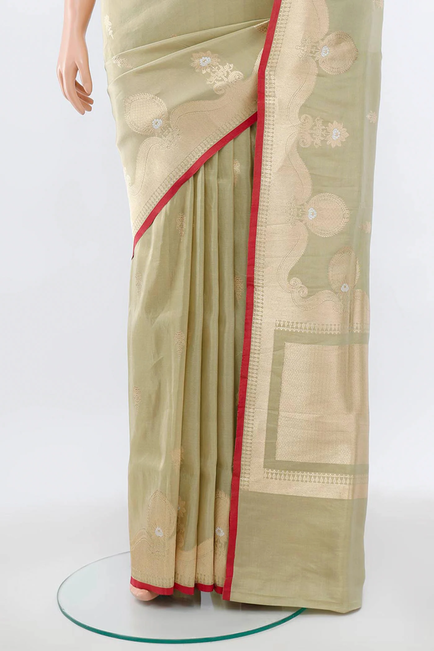 Cream Banarasi Silk Saree - Image 3