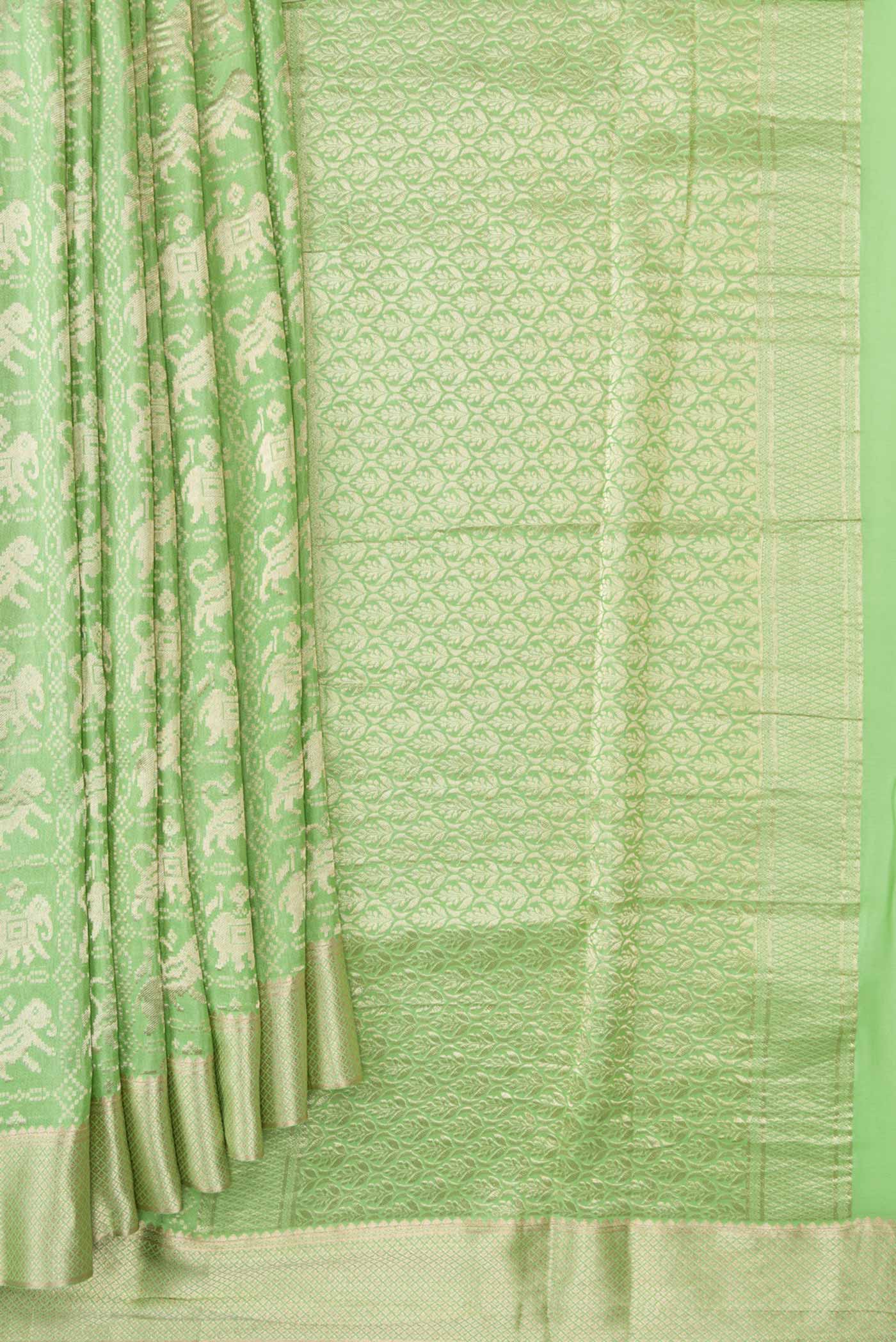 Pista Green Dual Tone Banarasi Georgette Saree - Image 4
