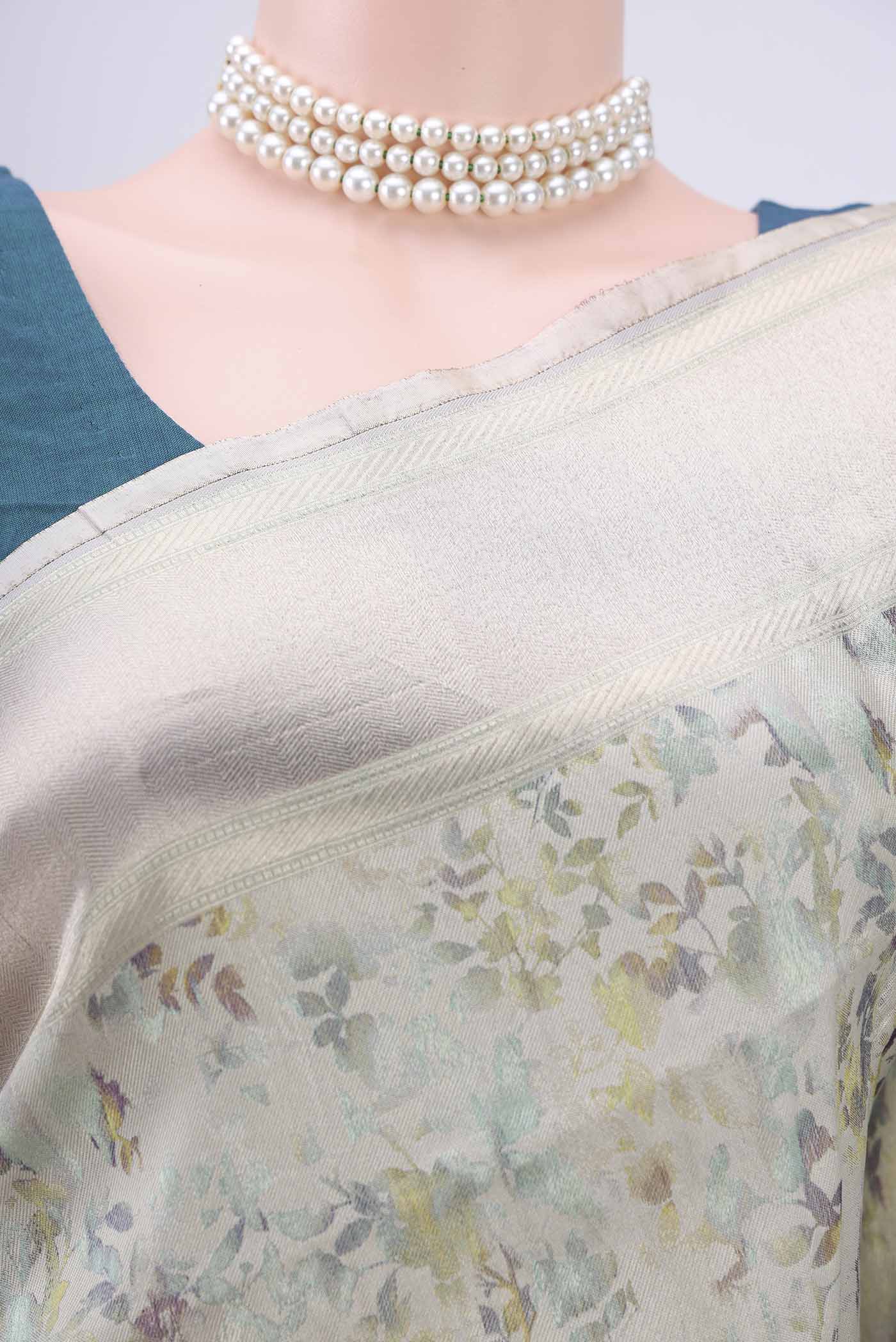 Pista Green Dual Tone Banarasi Silk Saree - Image 2