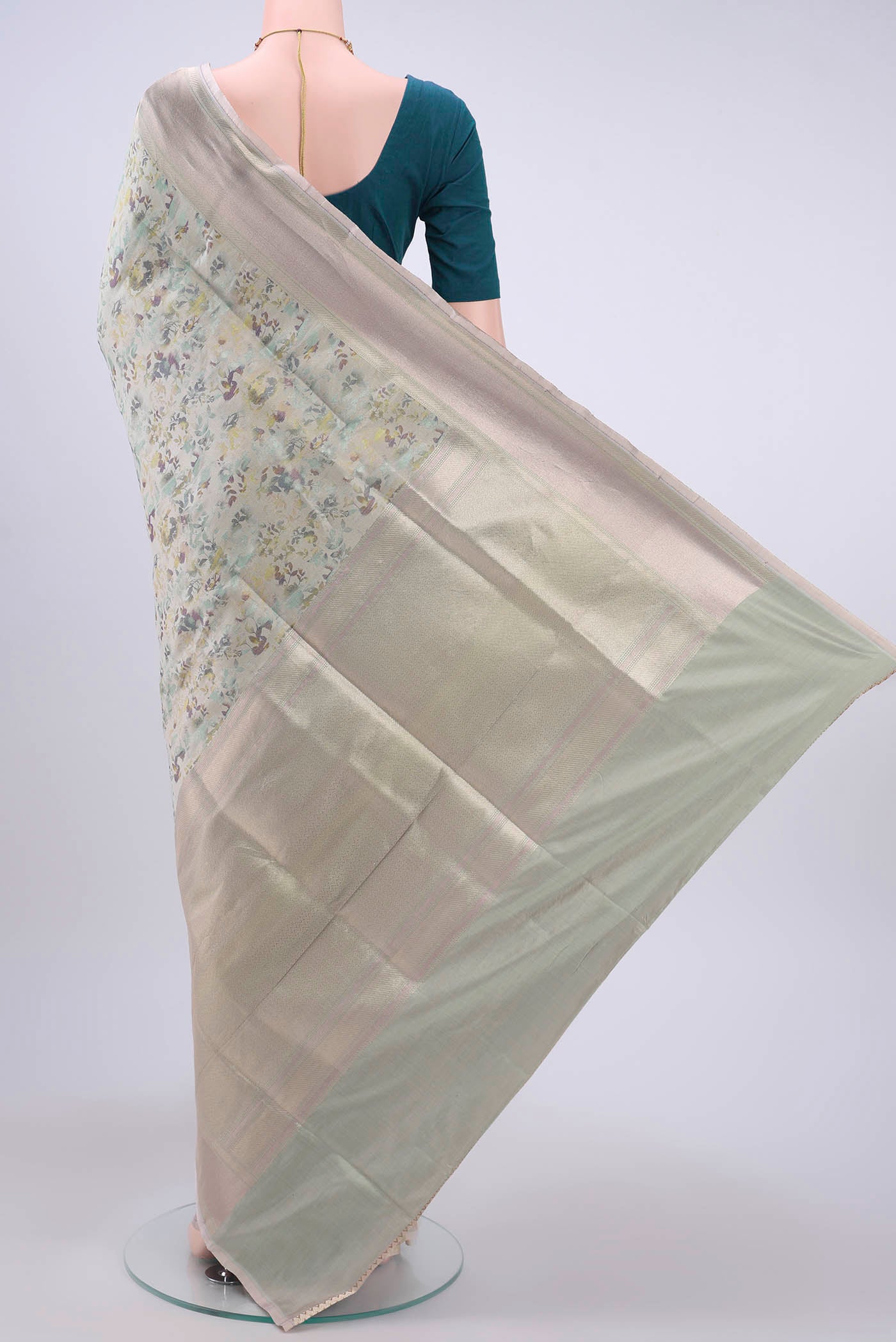 Pista Green Dual Tone Banarasi Silk Saree - Image 3