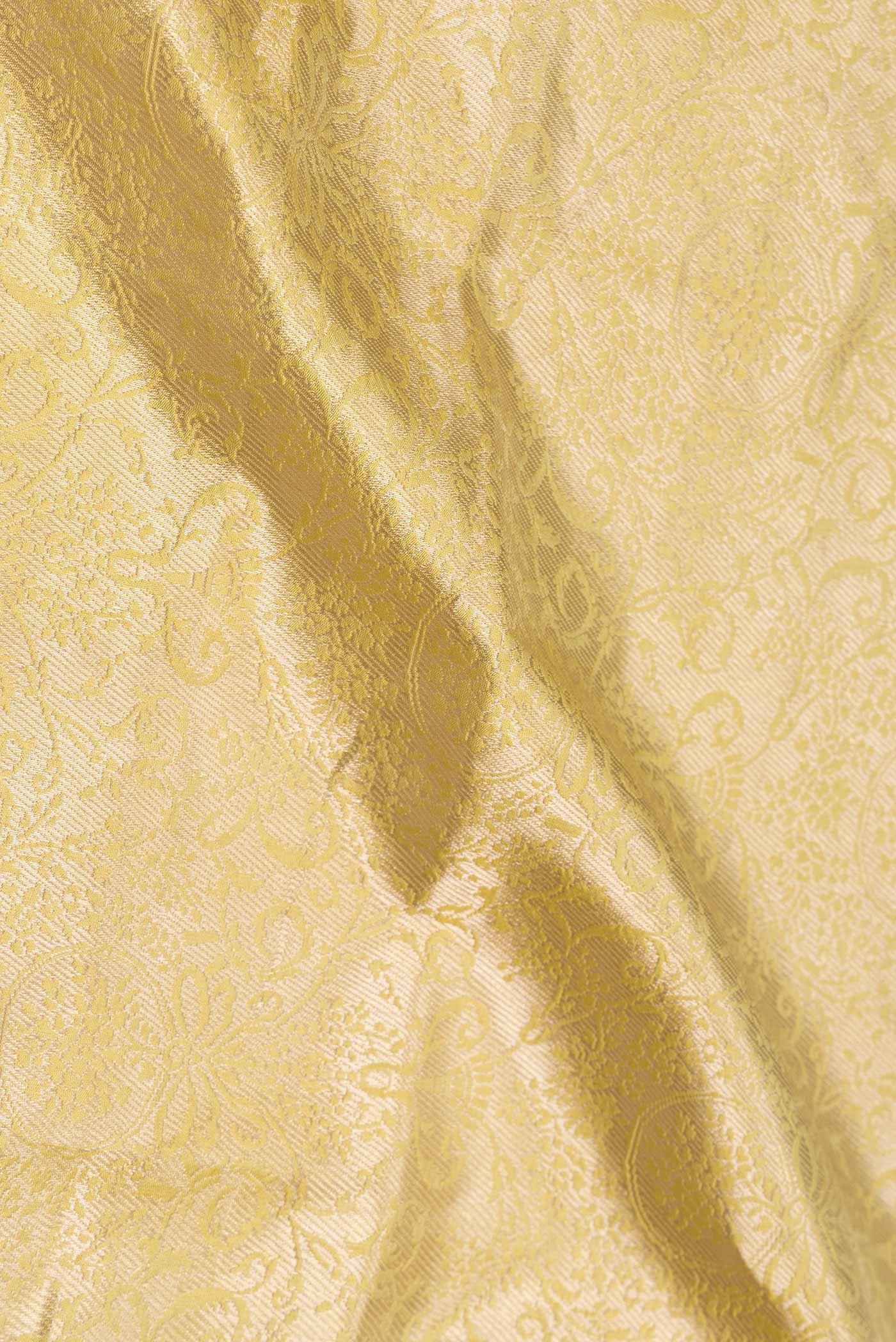 Light Green with Yellow Color Banarasi Silk Saree - Image 2