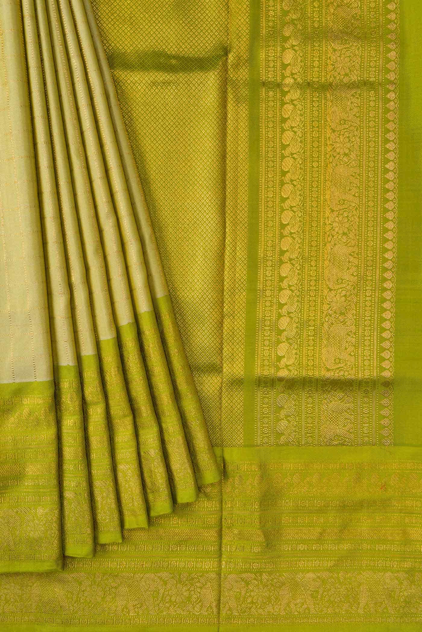 Pista Green Dual Tone Double Ikat Saree - Image 2