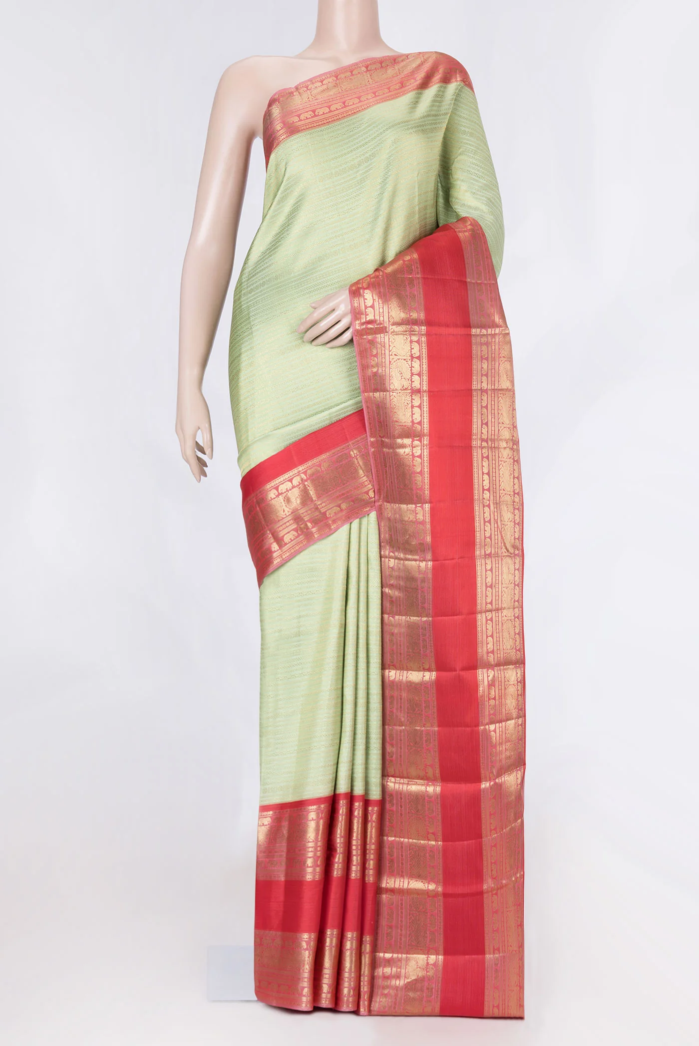 Pista Green Dual Tone Kanjivaram Saree