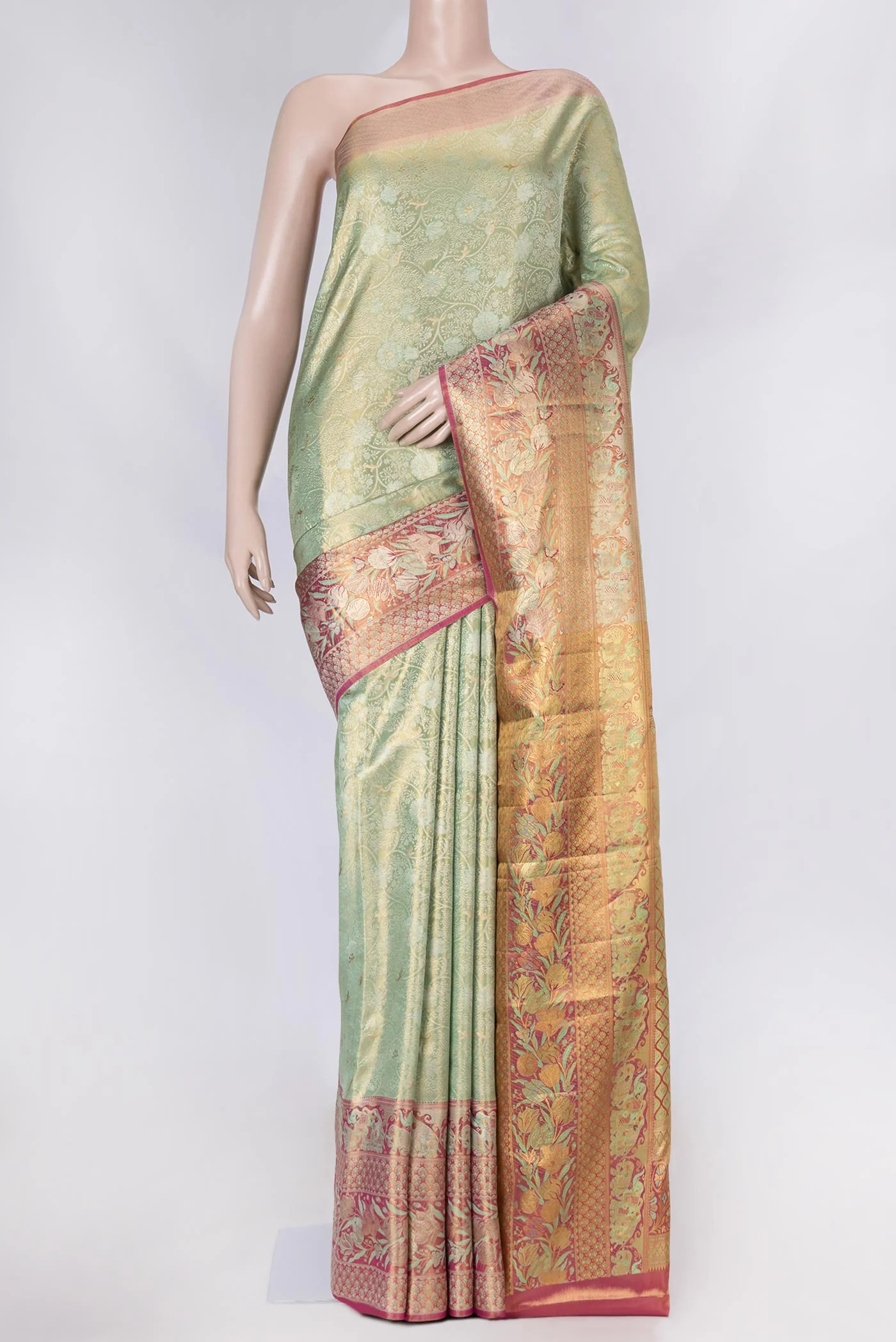 Pista Green Dual Tone Kanjivaram Saree