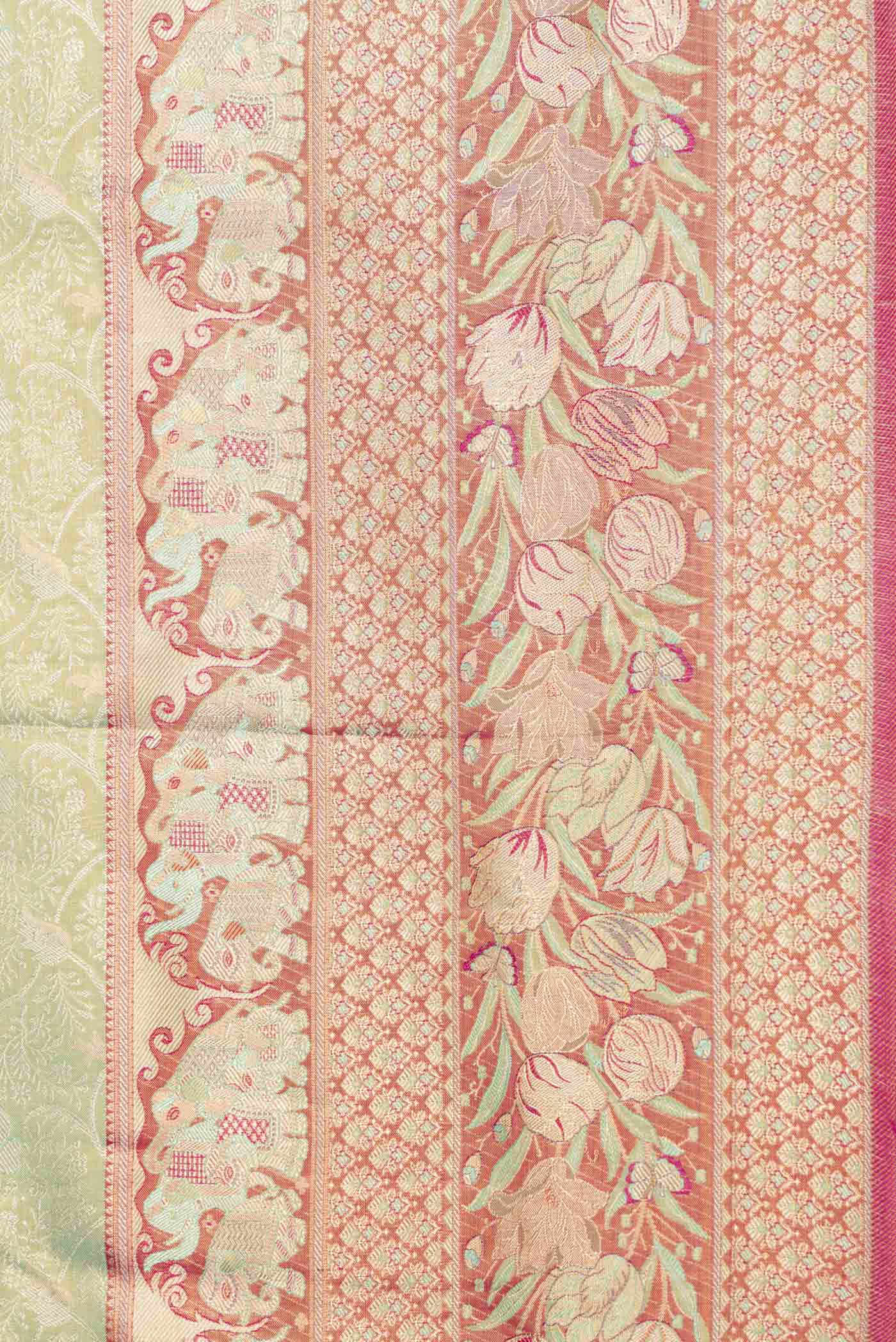 Pista Green Dual Tone Kanjivaram Saree - Image 3
