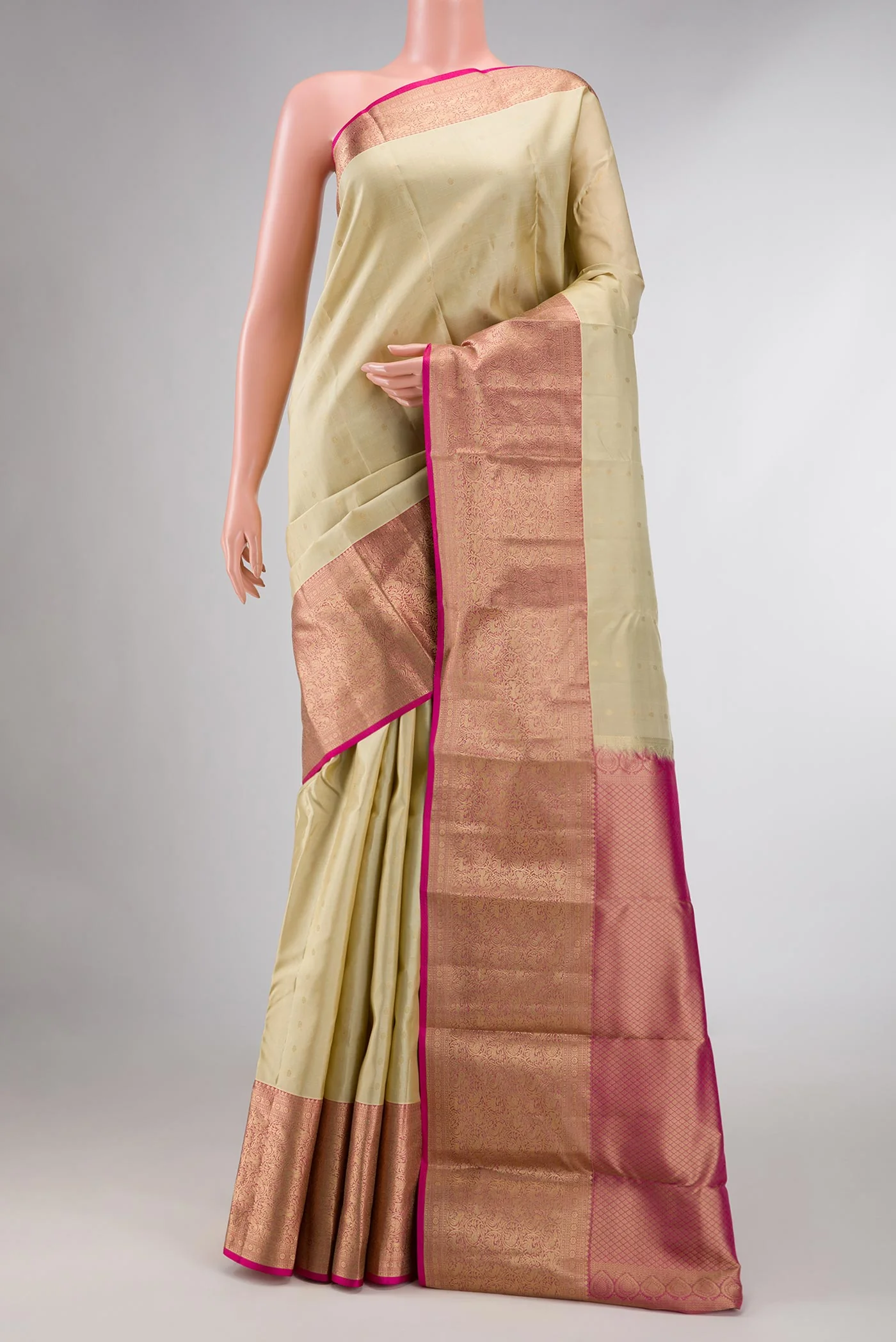 Beige Kanchipuram Silk Saree