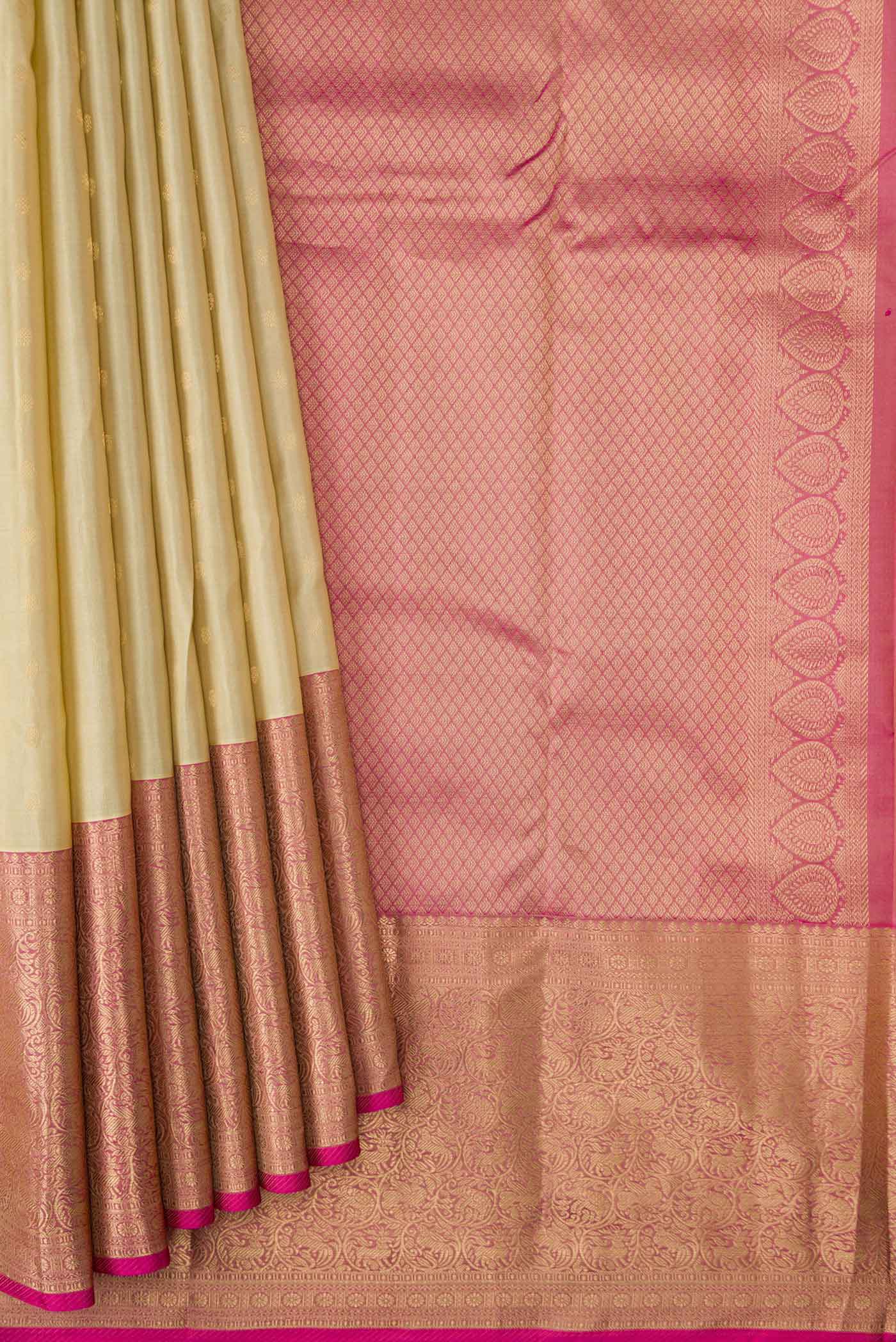 Beige Kanchipuram Silk Saree - Image 4