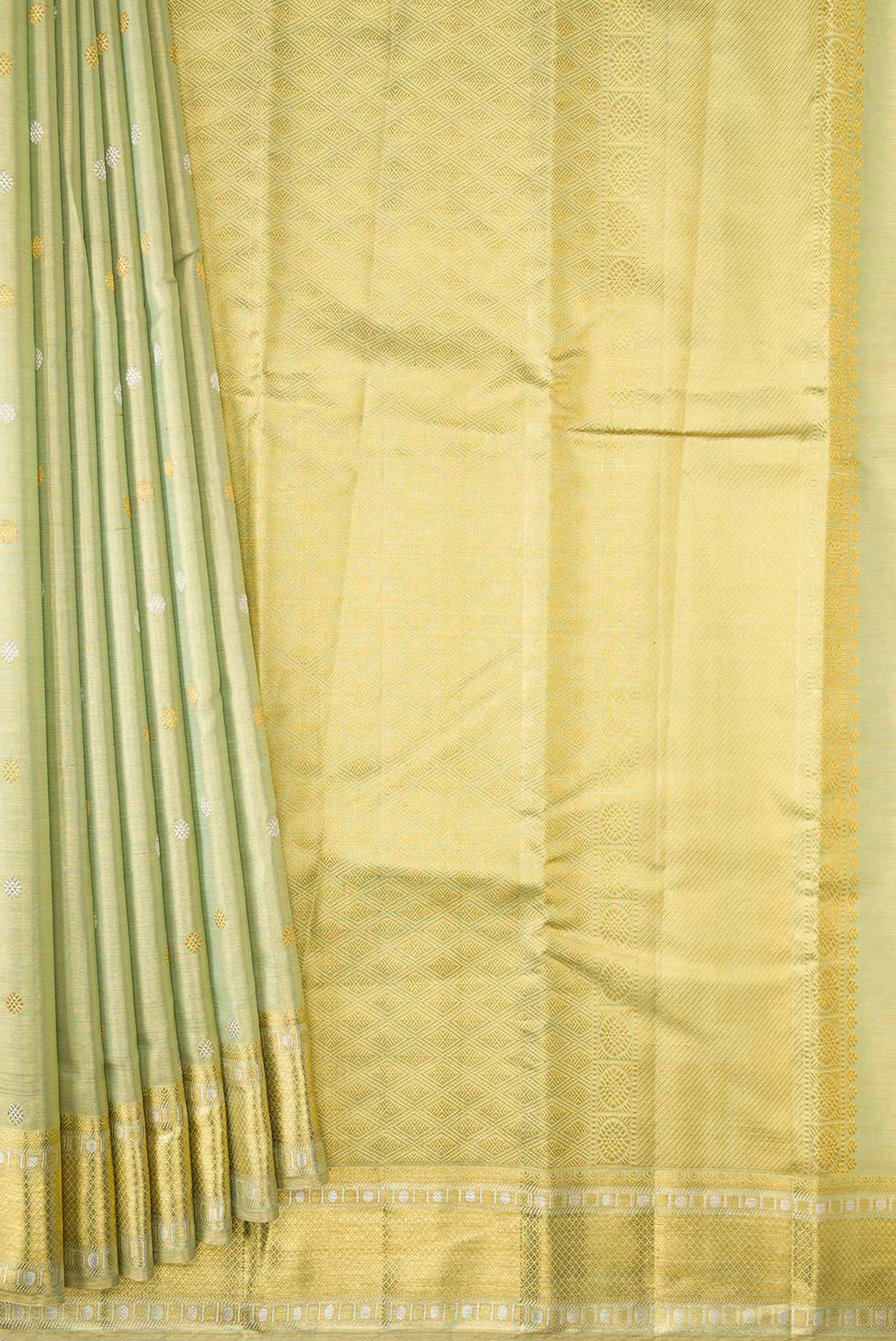 Pista Green Dual Tone Kanjivaram Silk Saree - Image 4
