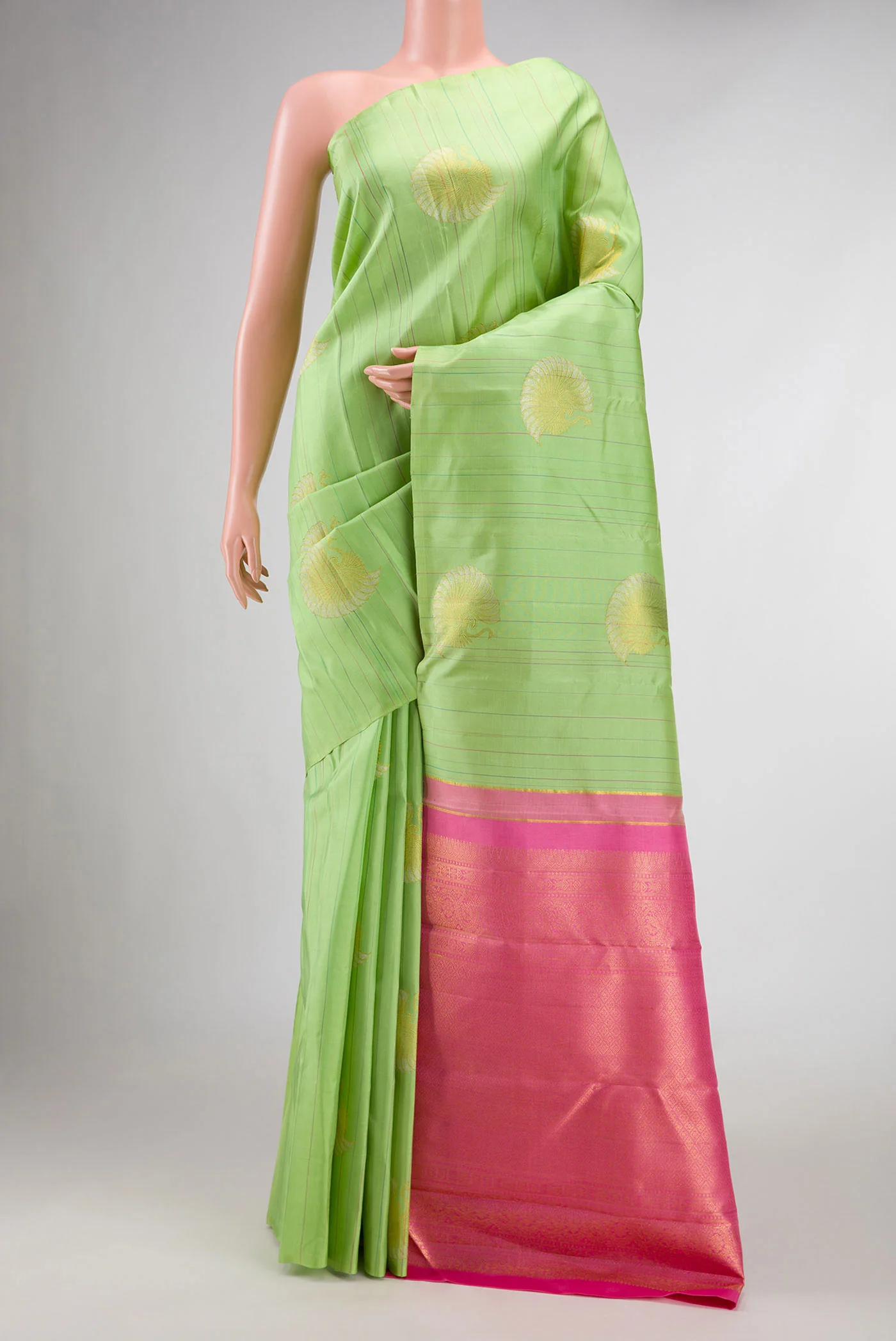 Pista Green Dual Tone Kanjivaram Silk Saree