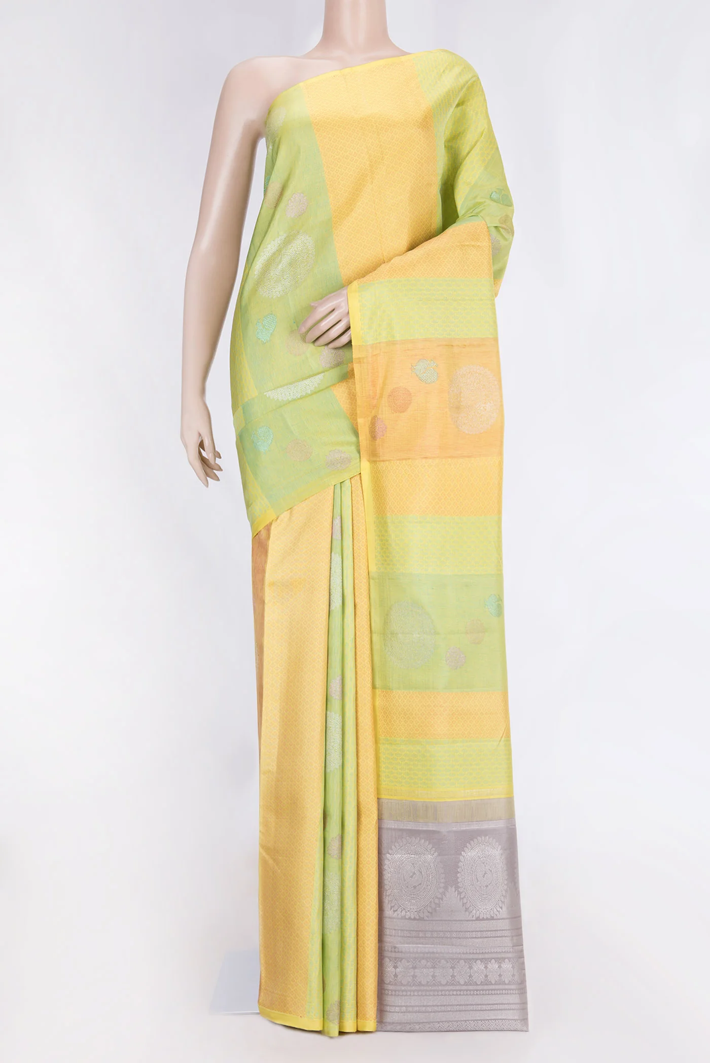 Pista Green Dual Tone Kanjivaram Silk Saree