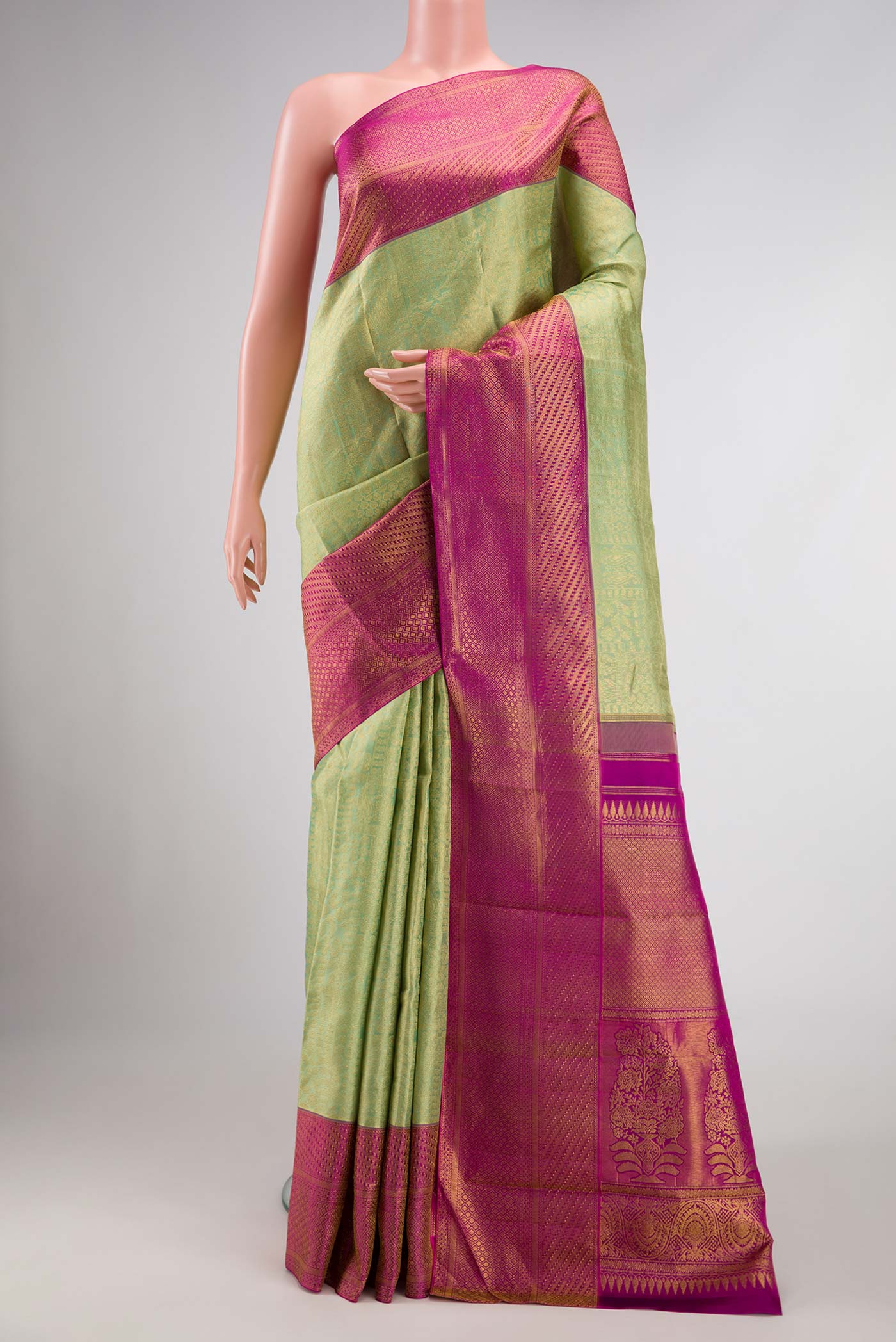 Pista Green Kanchipuram Silk Saree