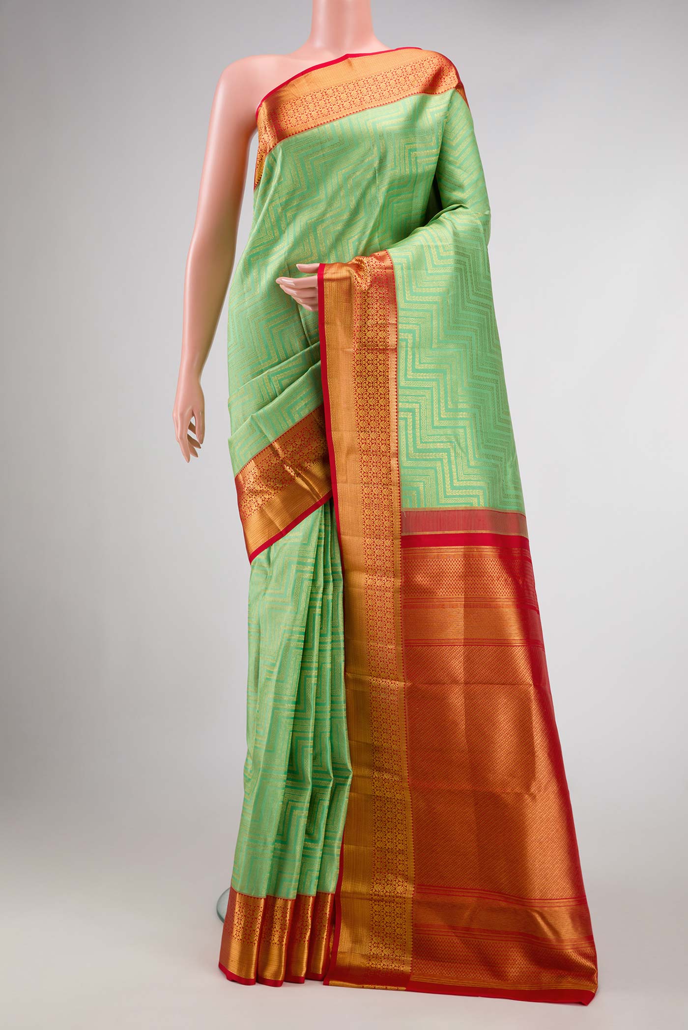 Sea Green Kanchipuram Silk Saree