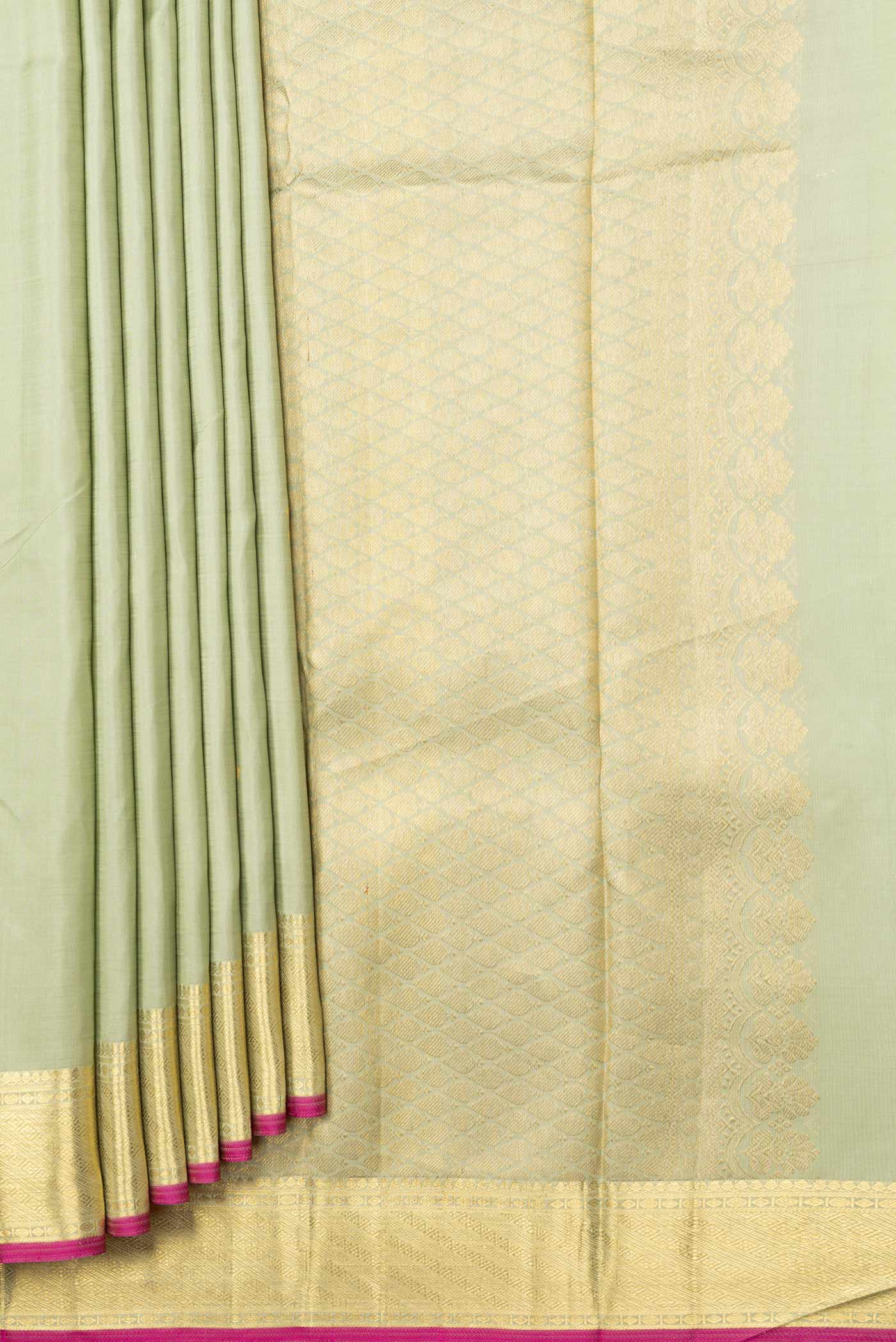 Light Green Kanchipuram Silk Saree - Image 4