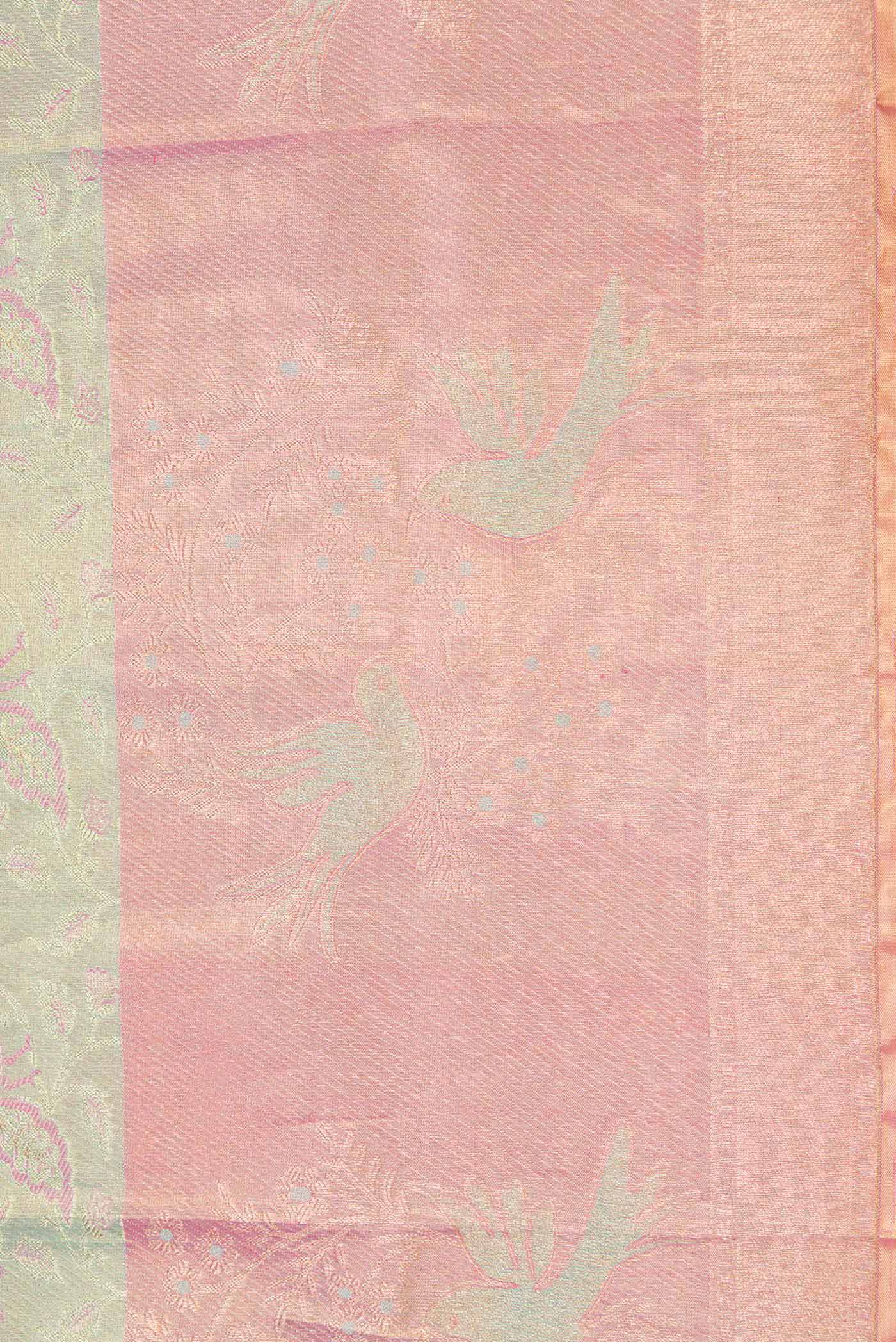 Pista Green Dual Tone Kanchipuram Tissue Silk Saree - Image 3