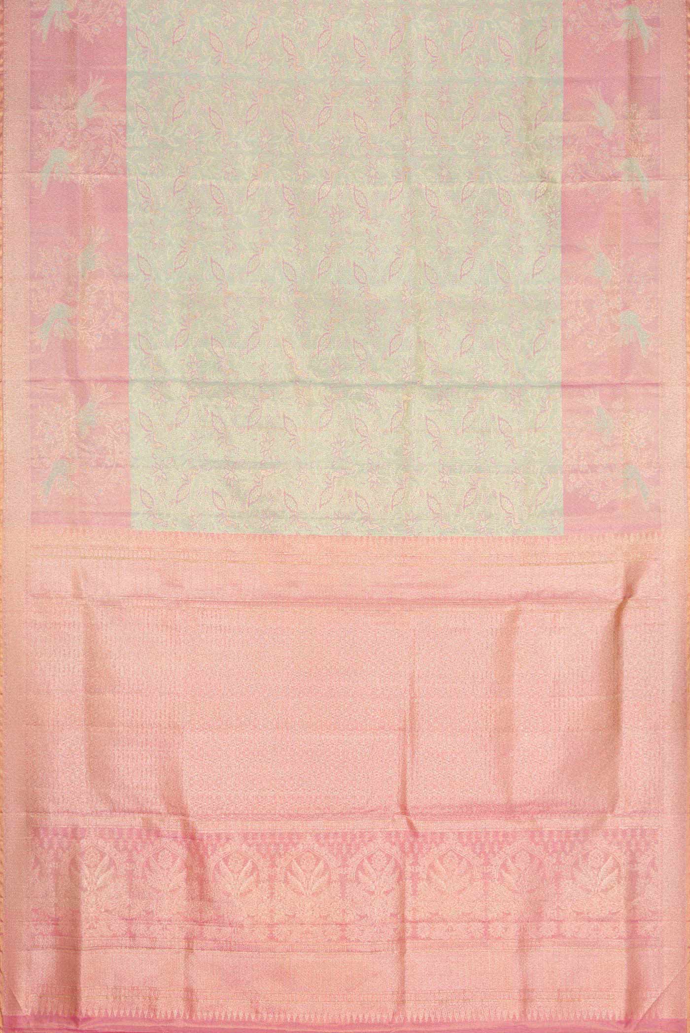 Pista Green Dual Tone Kanchipuram Tissue Silk Saree - Image 6
